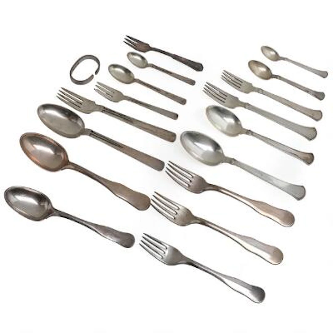 Hans Hansen: Cutlery in silver comprising "Arvesølv 1, 5, 8, 17 and