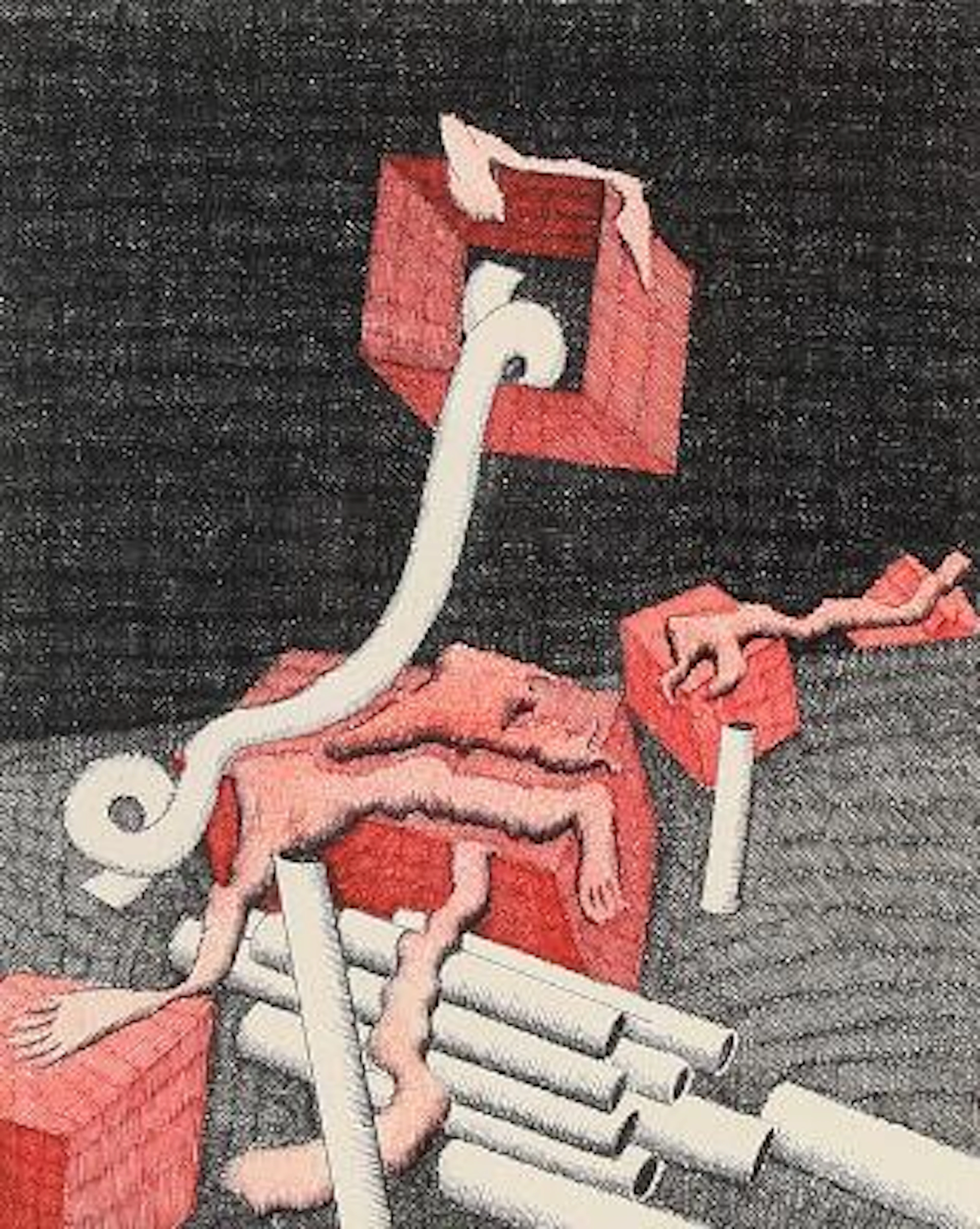 Loui Michael: Untitled. Signed Loui Michael 1973. Drawing ink and