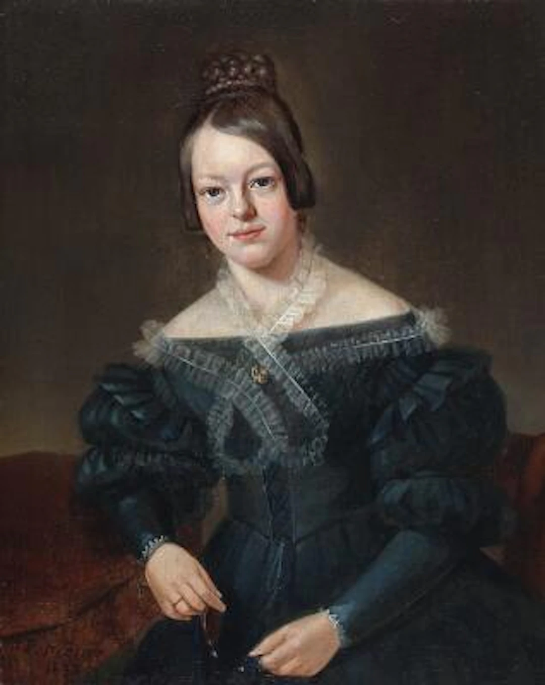 I. F. Møller: Portrait of an young woman. Signed and dated I. F. Møller