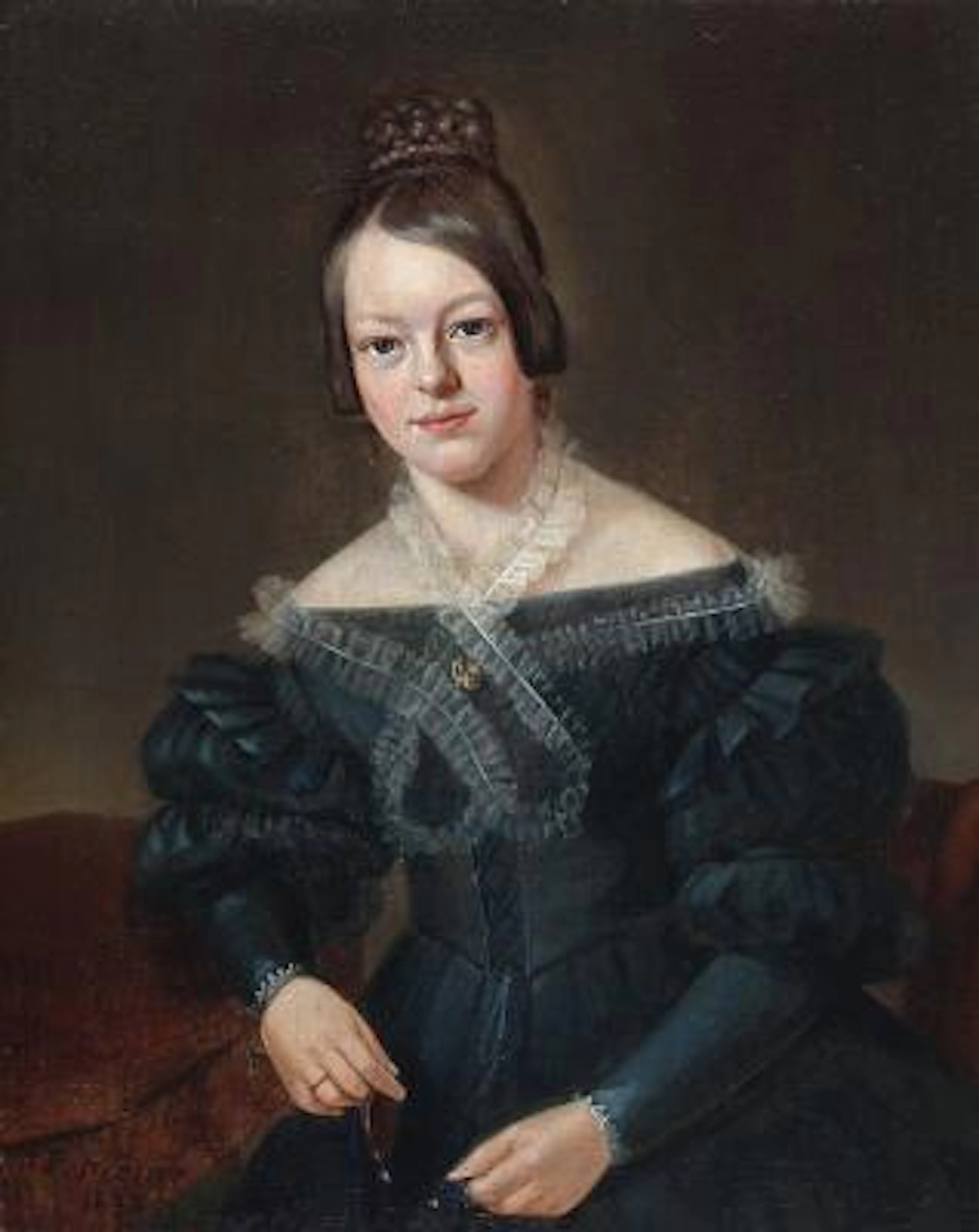 I. F. Møller: Portrait of an young woman. Signed and dated I. F. Møller