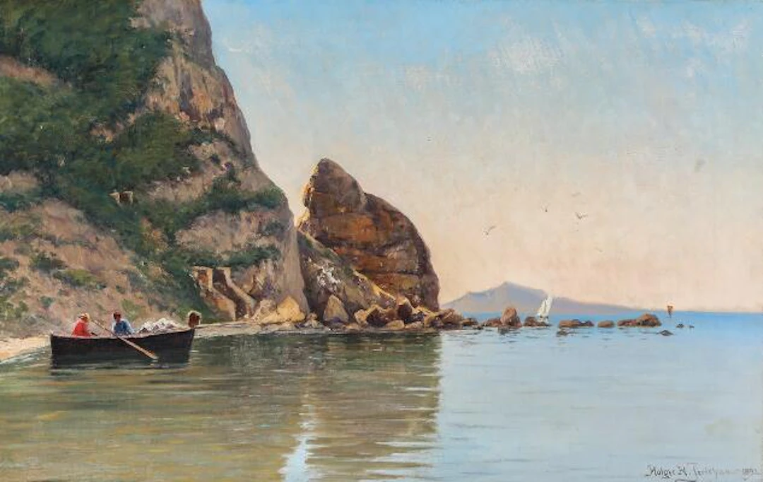 Holger H. Jerichau: Fishermen in a boat off the coast of Marina Piccola
