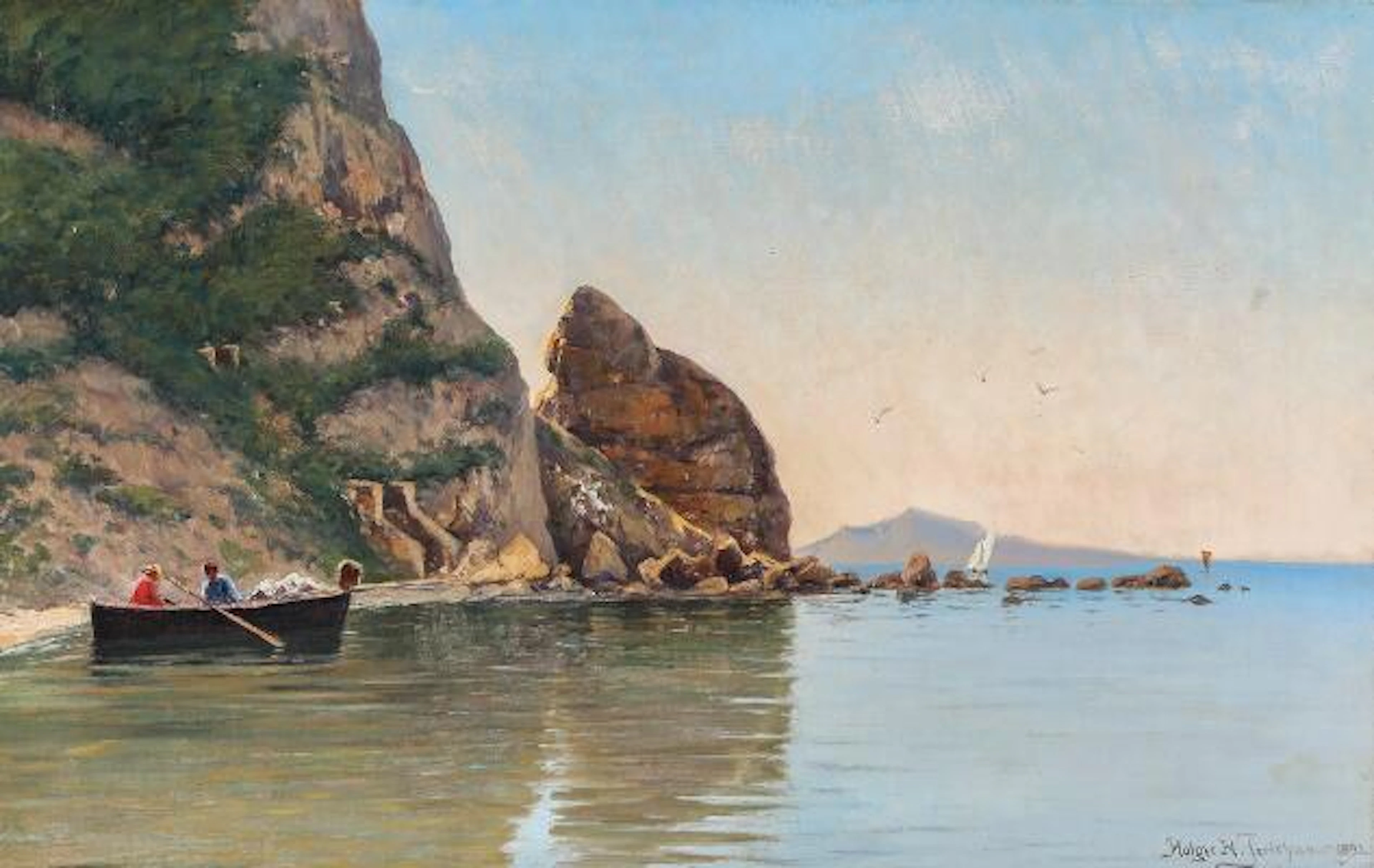 Holger H. Jerichau: Fishermen in a boat off the coast of Marina Piccola