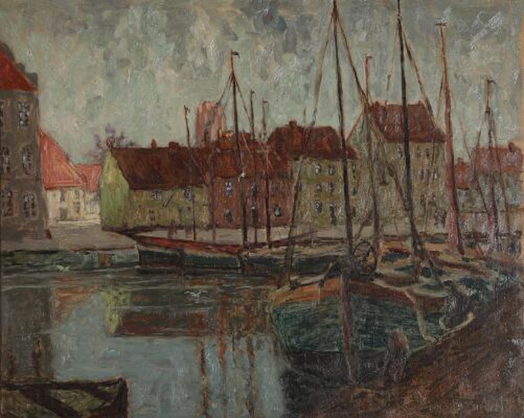 Fritz Anton Siebert: Harbour scenery. Signed Fr. A. Siebert. Oil on