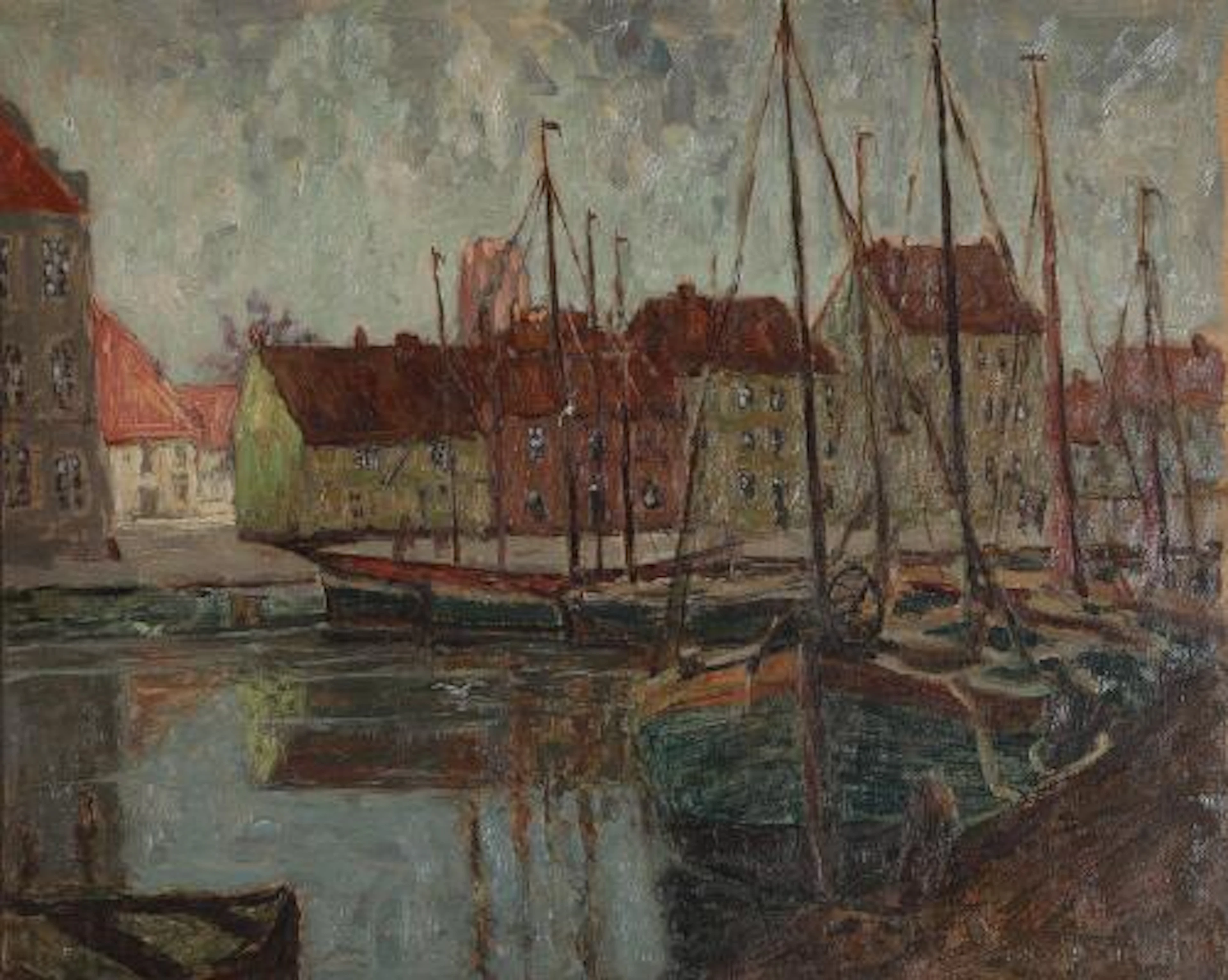 Fritz Anton Siebert: Harbour scenery. Signed Fr. A. Siebert. Oil on