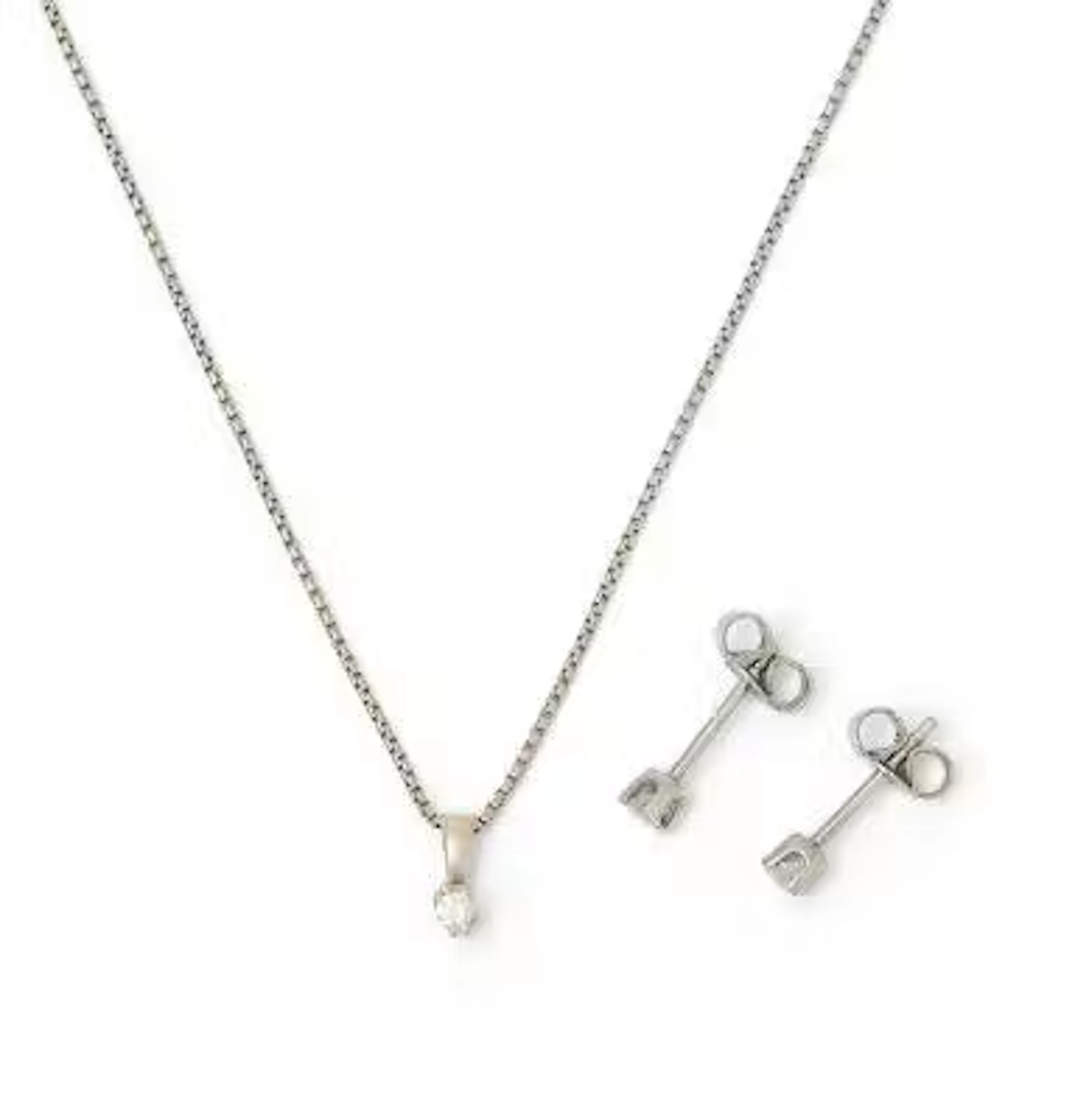 A solitaire diamond jewellery set comprising a pair of ear studs and