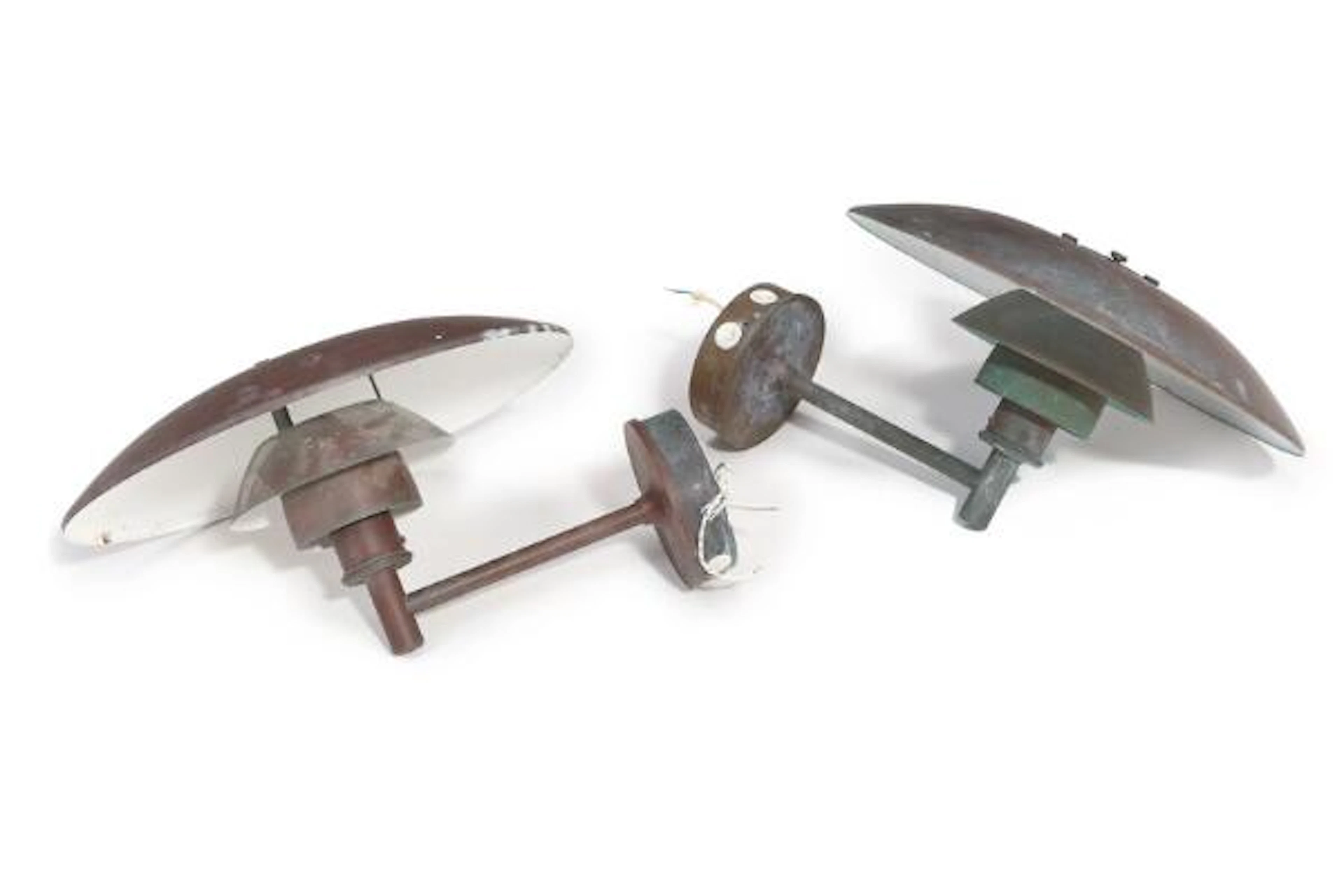 Poul Henningsen: "PH 4,5/3". A pair of patinated copper outdoor wall