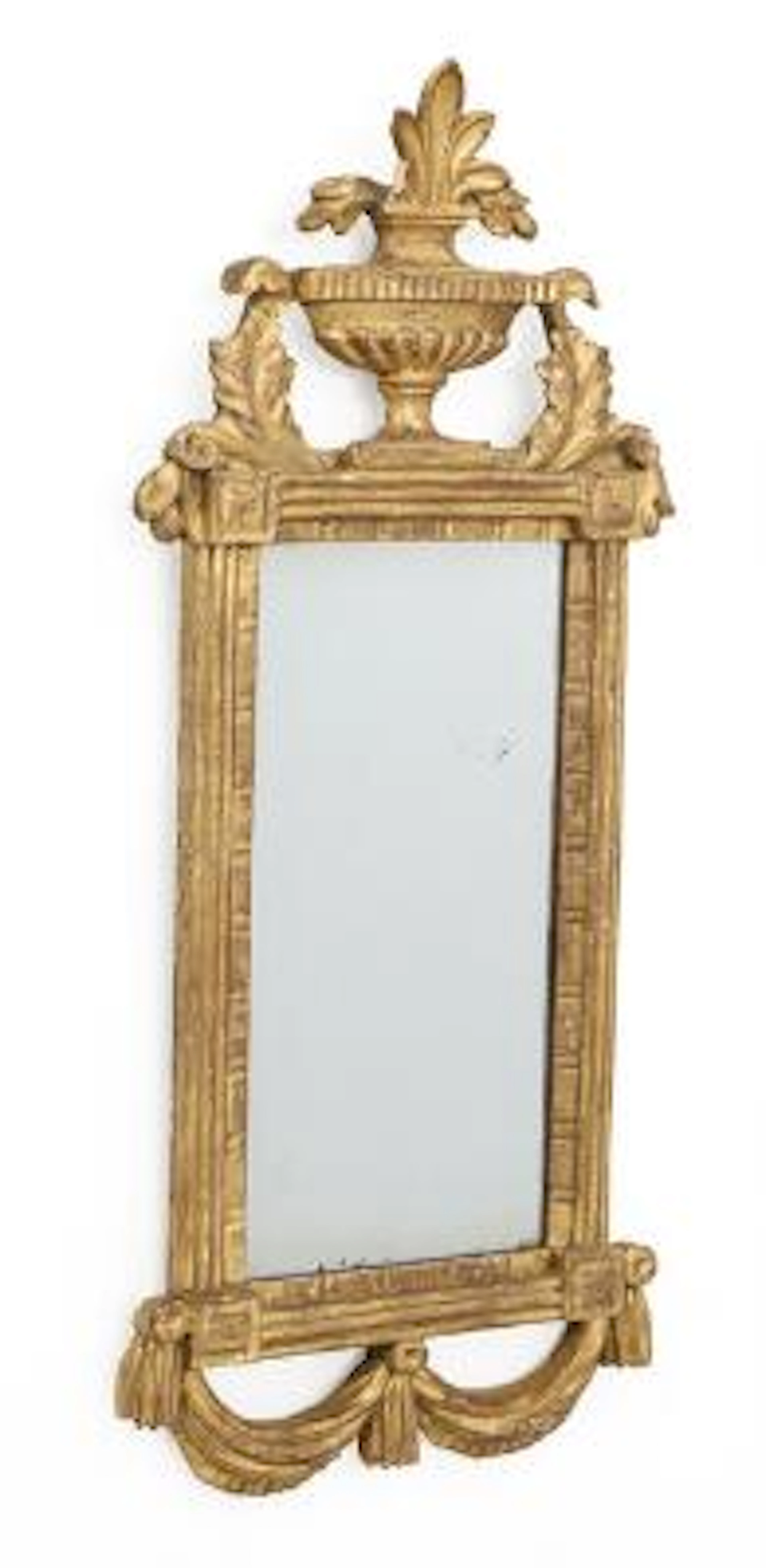 Danish Louis XVI mirror of gilt carved wood. 19th century. 74 cm H.