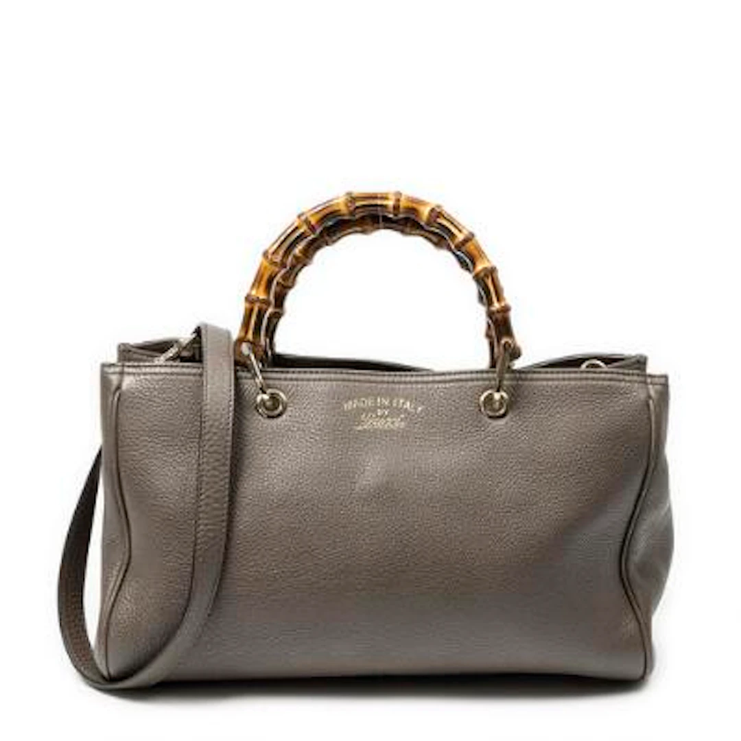 Gucci: A "Bamboo Shopper Tote" bag of brown leather with gold tone