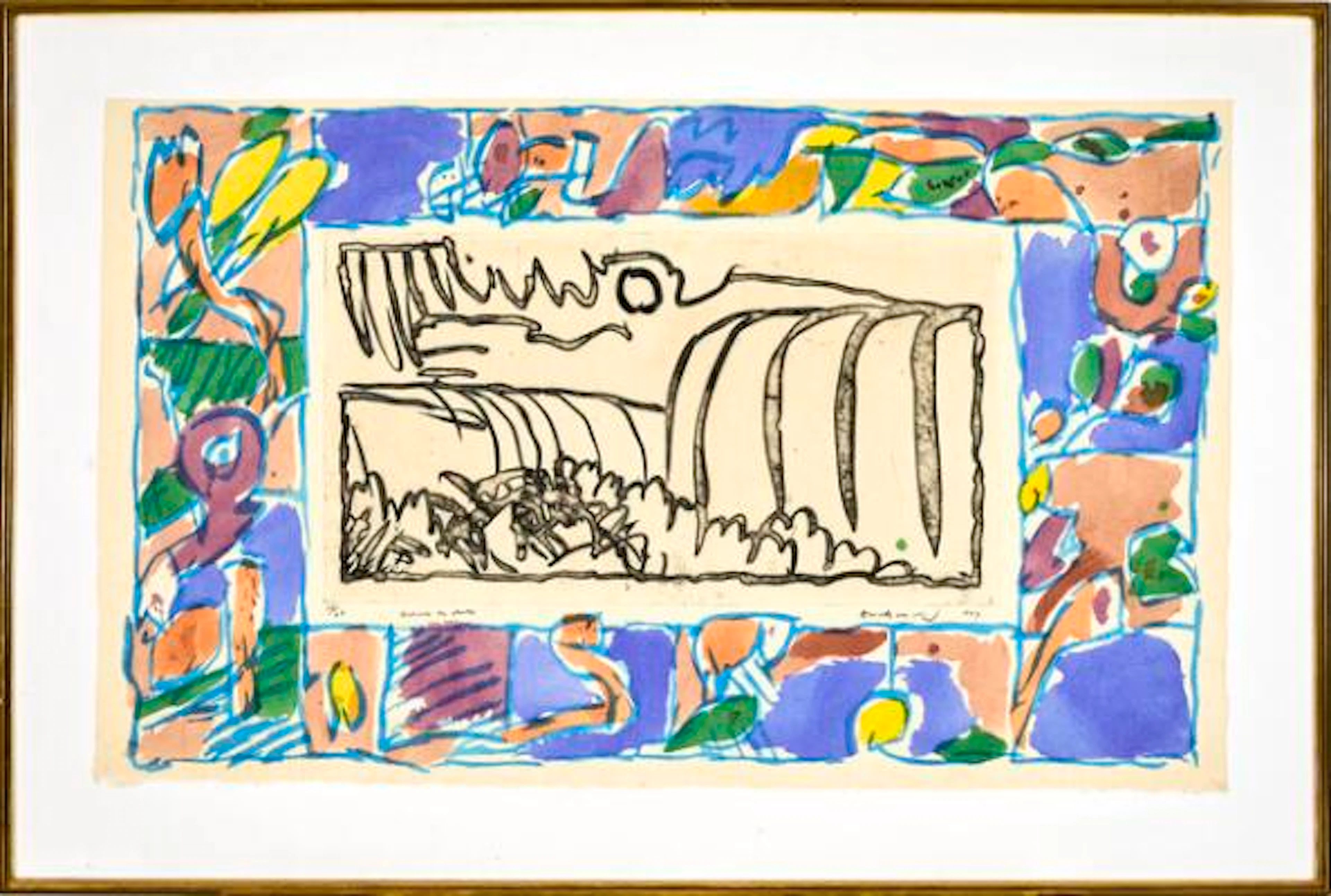 Pierre Alechinsky: "Autour de chute". Signed Alechinsky 1979, 25/60.