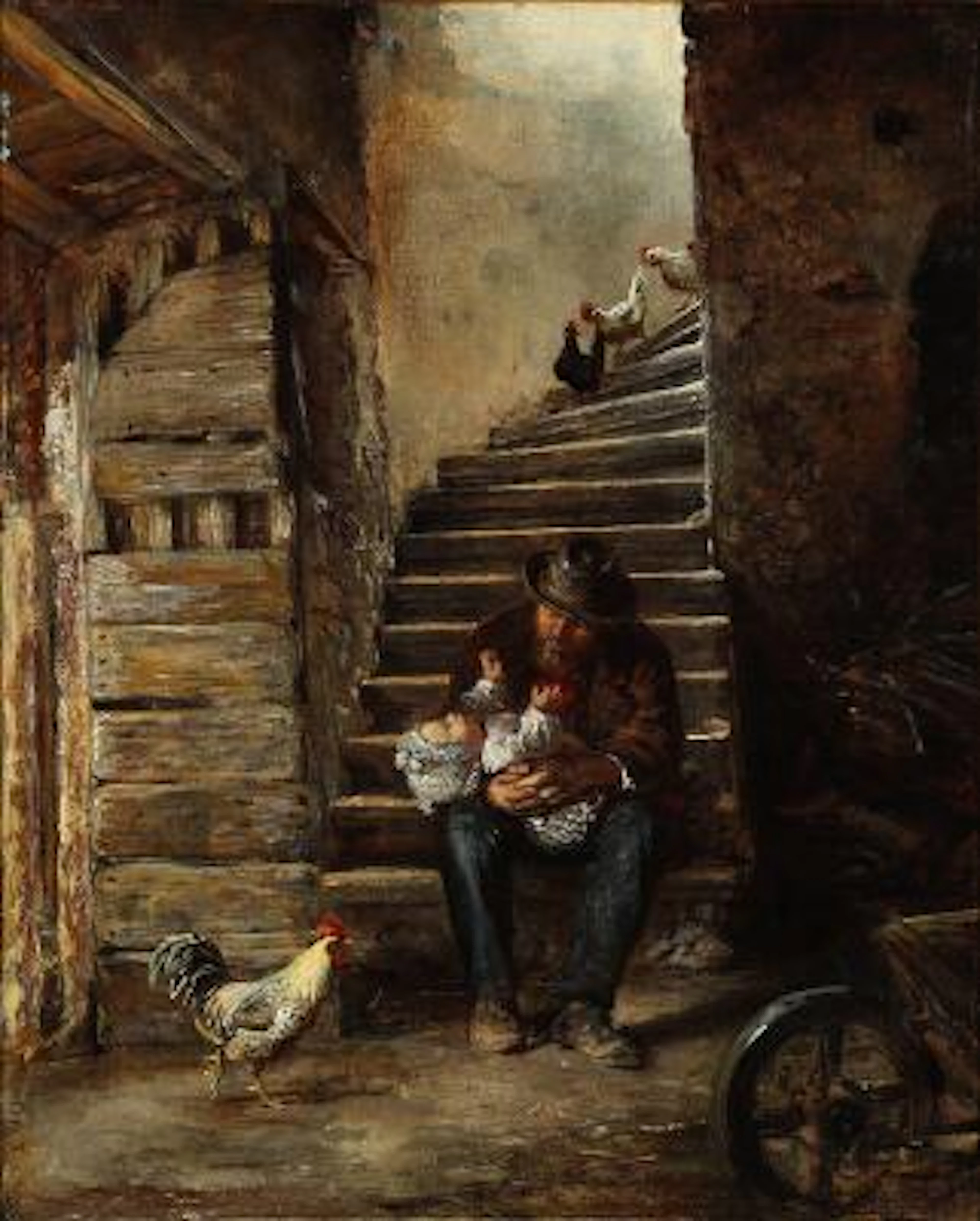 Elisabeth Jerichau Baumann: The grandfather looks after his grandchild.