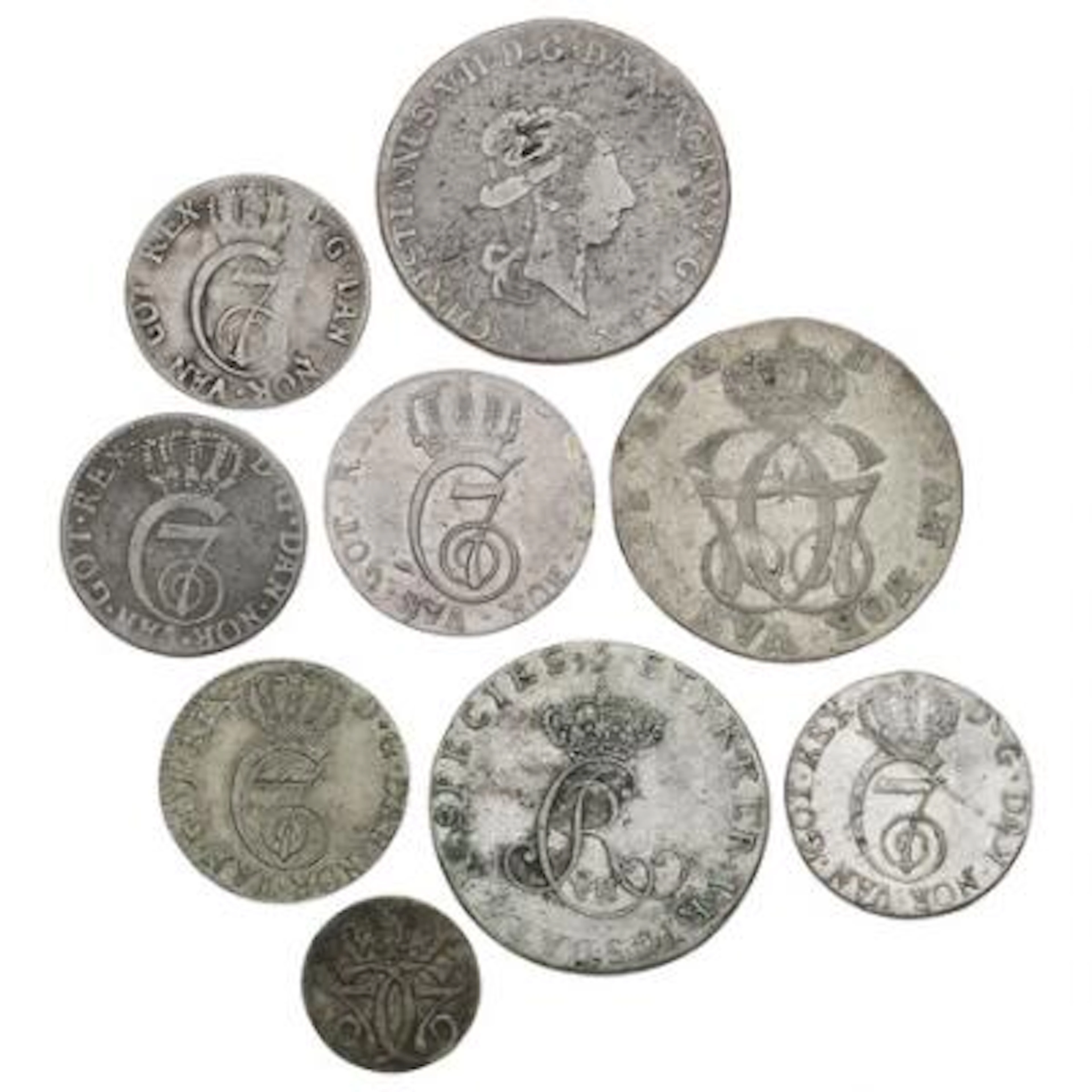 Norway, Christian VII, collection of coins, in total 24 pcs – Bruun
