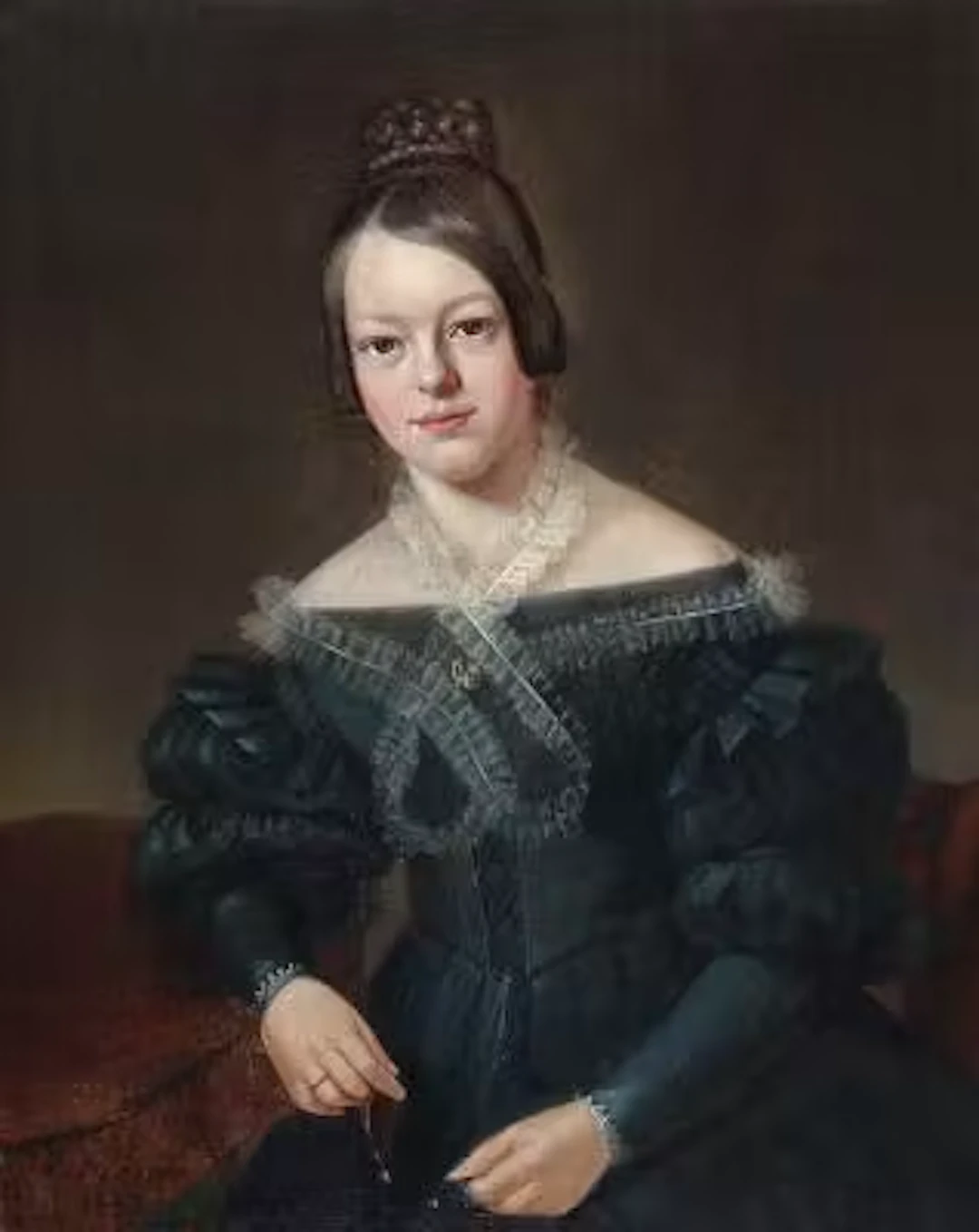 I. F. Møller: Portrait of an young woman. Signed and dated I. F. Møller