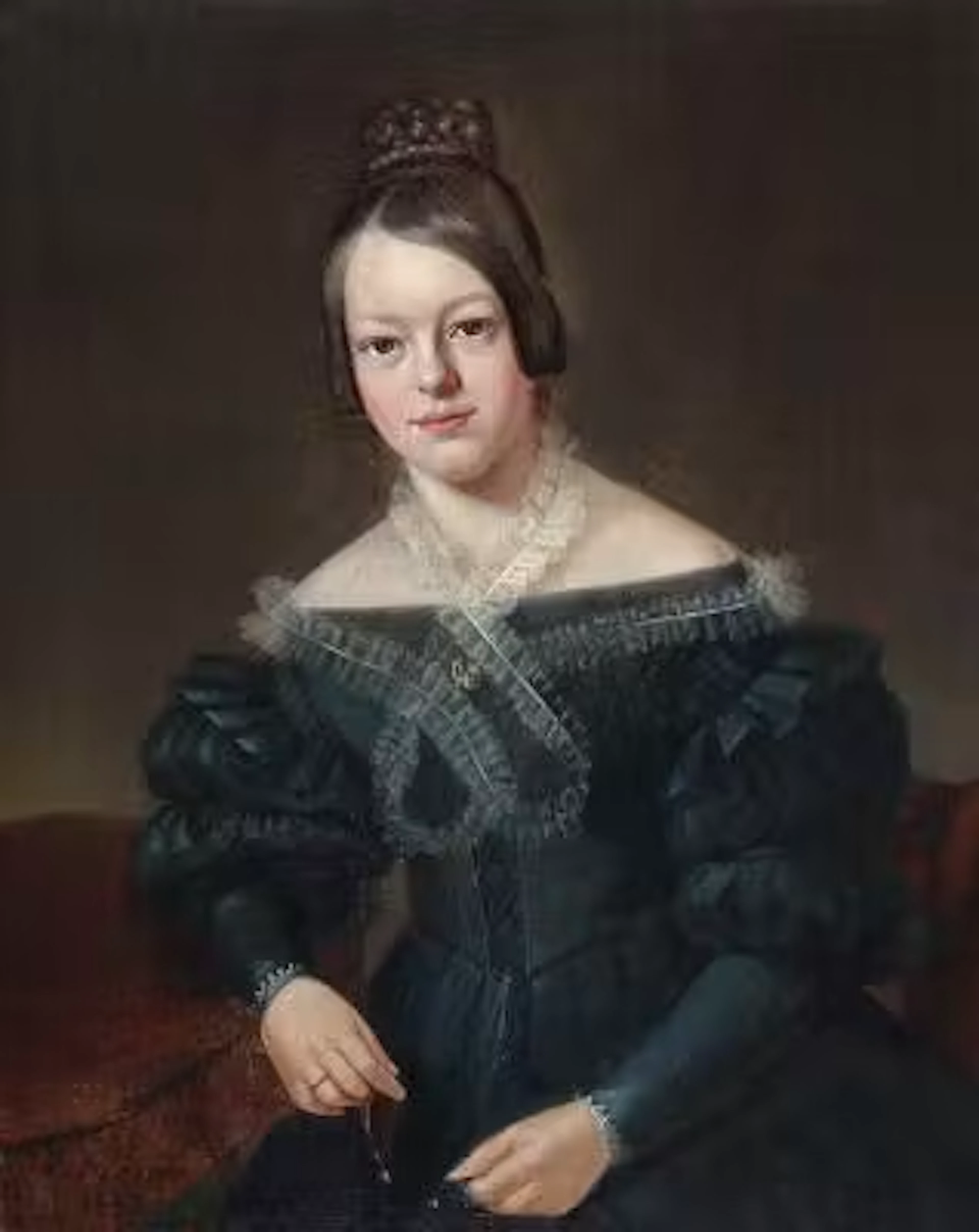 I. F. Møller: Portrait of an young woman. Signed and dated I. F. Møller