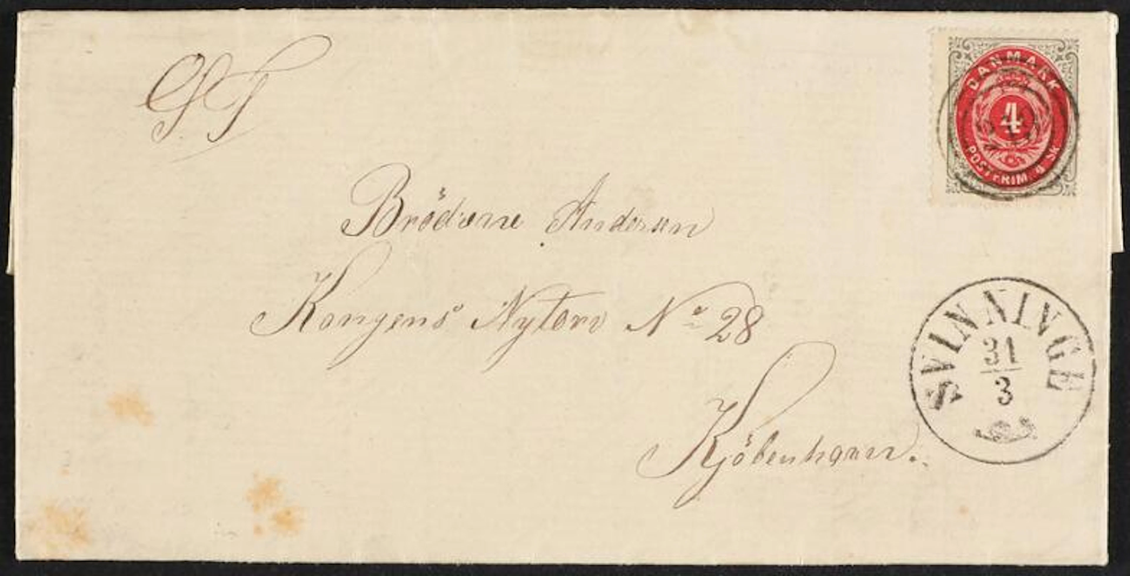 1870. 4 sk. 10.print, pos. A77 with INVERTED FRAME on SUPERB cover