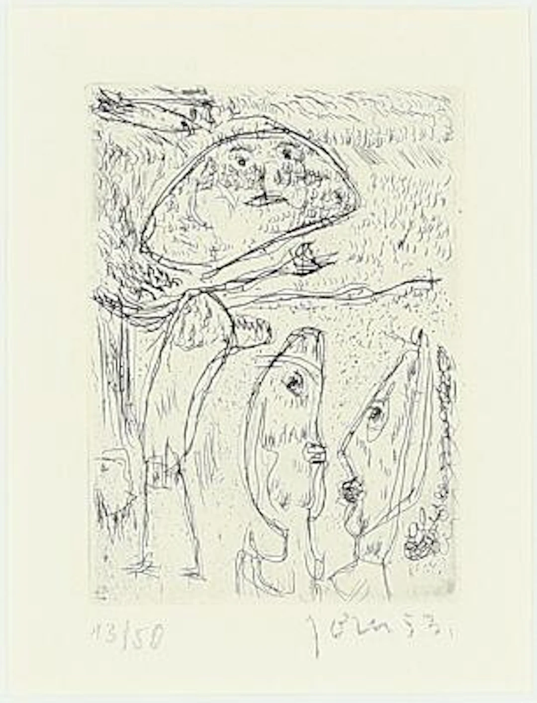 Asger Jorn: Composition from "Schweizer Suite". Signed Jorn 53, 13/50.