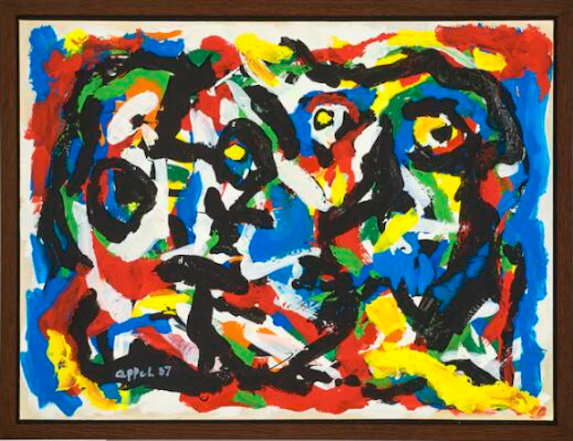 Karel Appel: "Dansende sjæle". Signed Appel 87. Acrylic and gouache