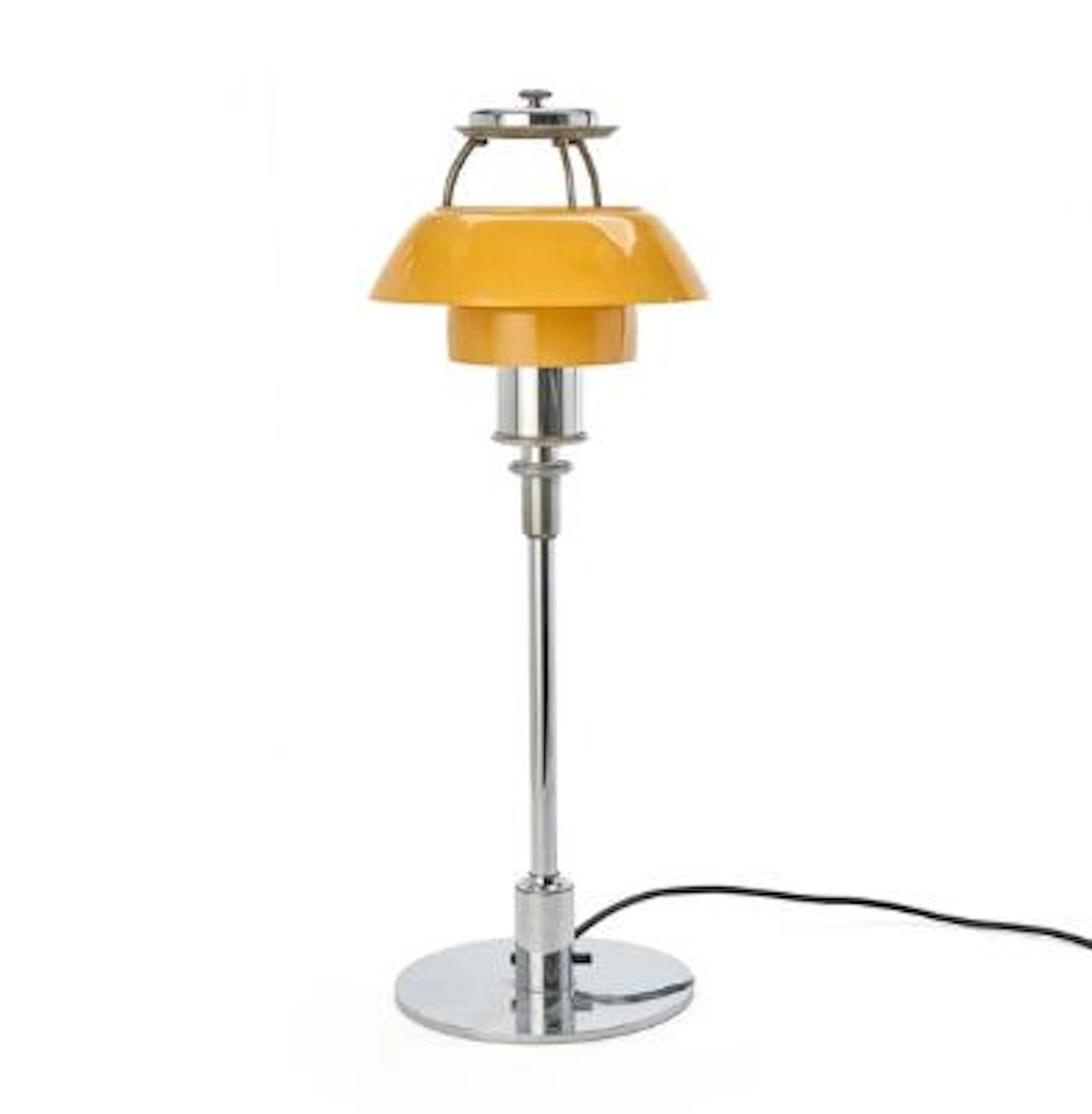 Poul Henningsen: "PH-4/3". Table lamp with chrome-plated metal frame.