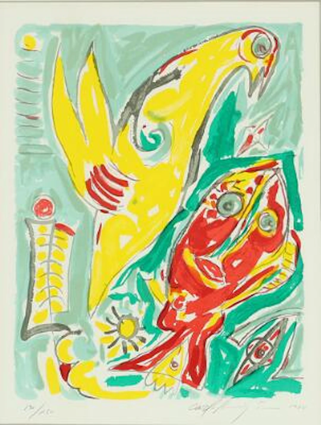 Carl-Henning Pedersen: Two compositions. Signed Carl-Henning Pedersen.