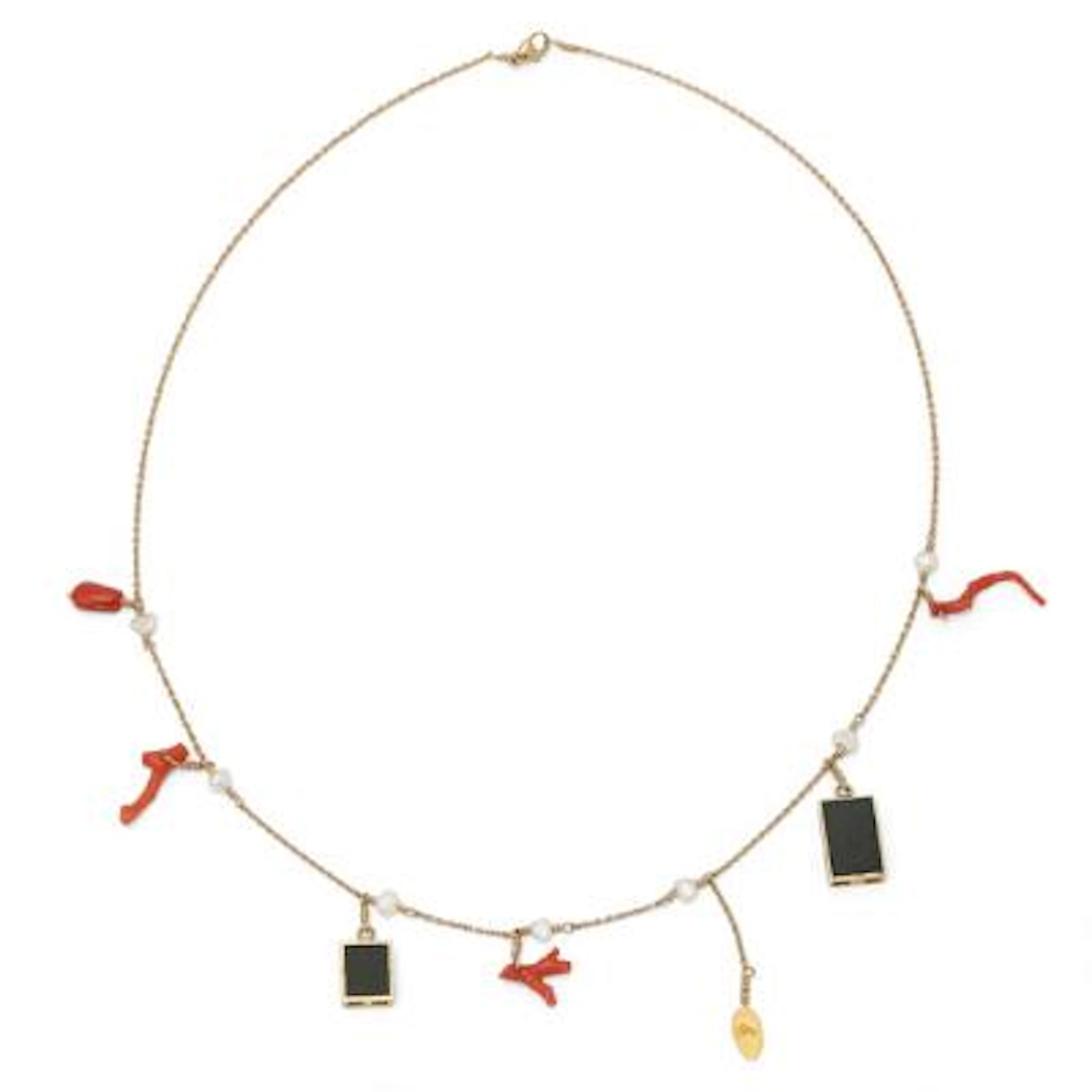 Josephine Bergsøe: A necklace set with pearls, coral and black jade