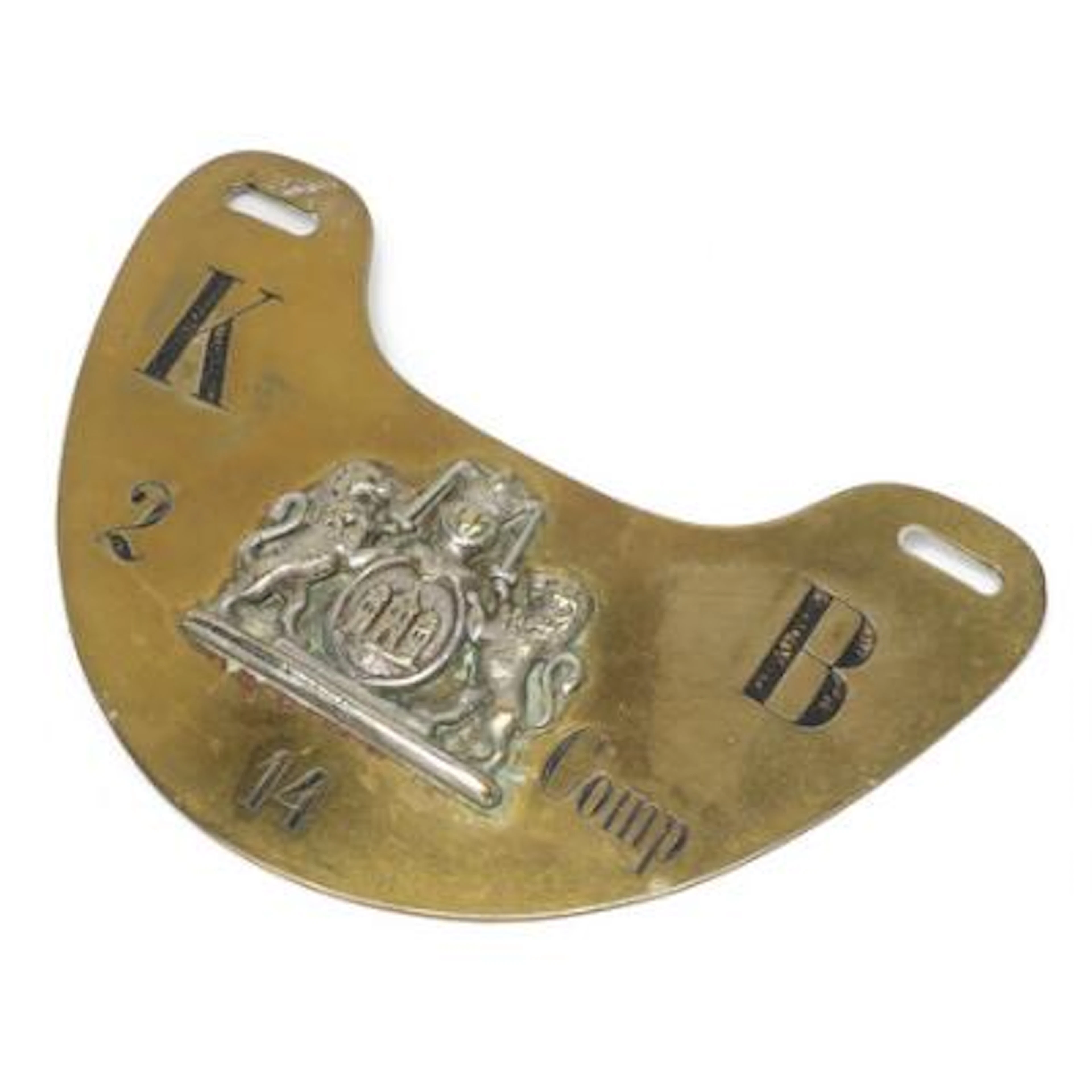 Ring collar in brass from Copenhagen Fire Department "KB", 2 Comp.