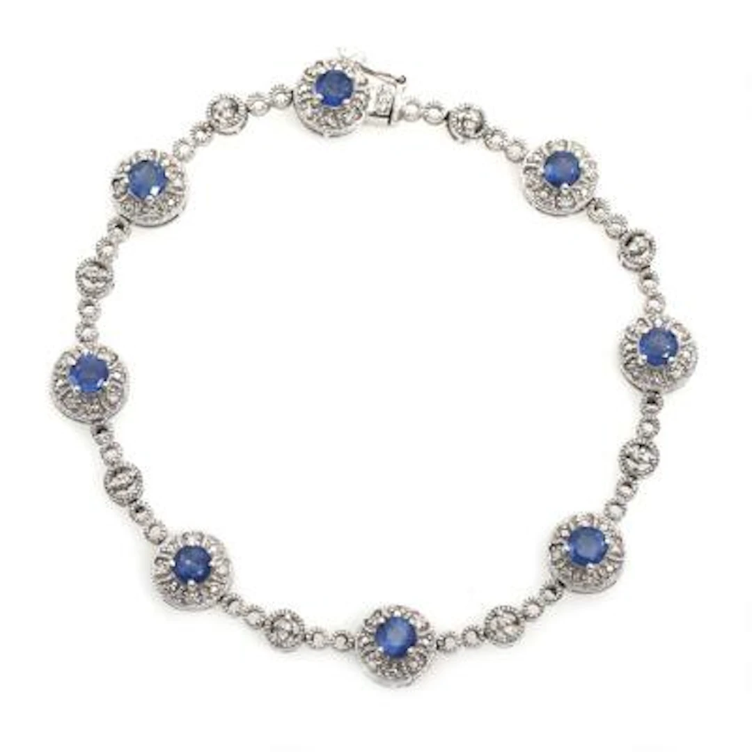 A sapphire and diamond bracelet set with numerous sapphires and diamonds