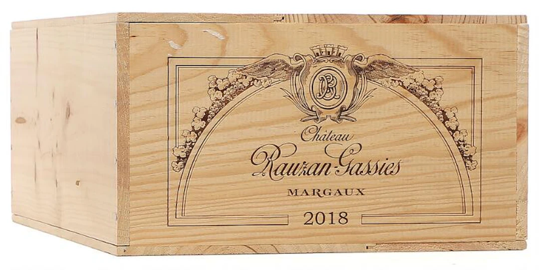 12 bts. Château Rauzan Gassies, Margaux. 2. Cru Classé 2018 A (hf/in).