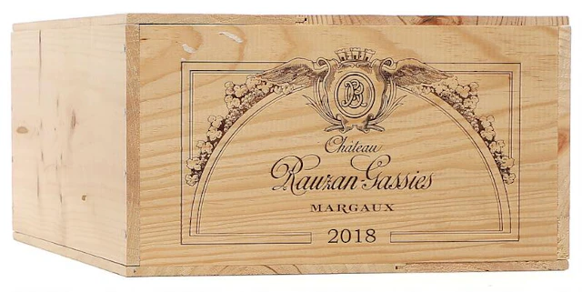 12 bts. Château Rauzan Gassies, Margaux. 2. Cru Classé 2018 A (hf/in).