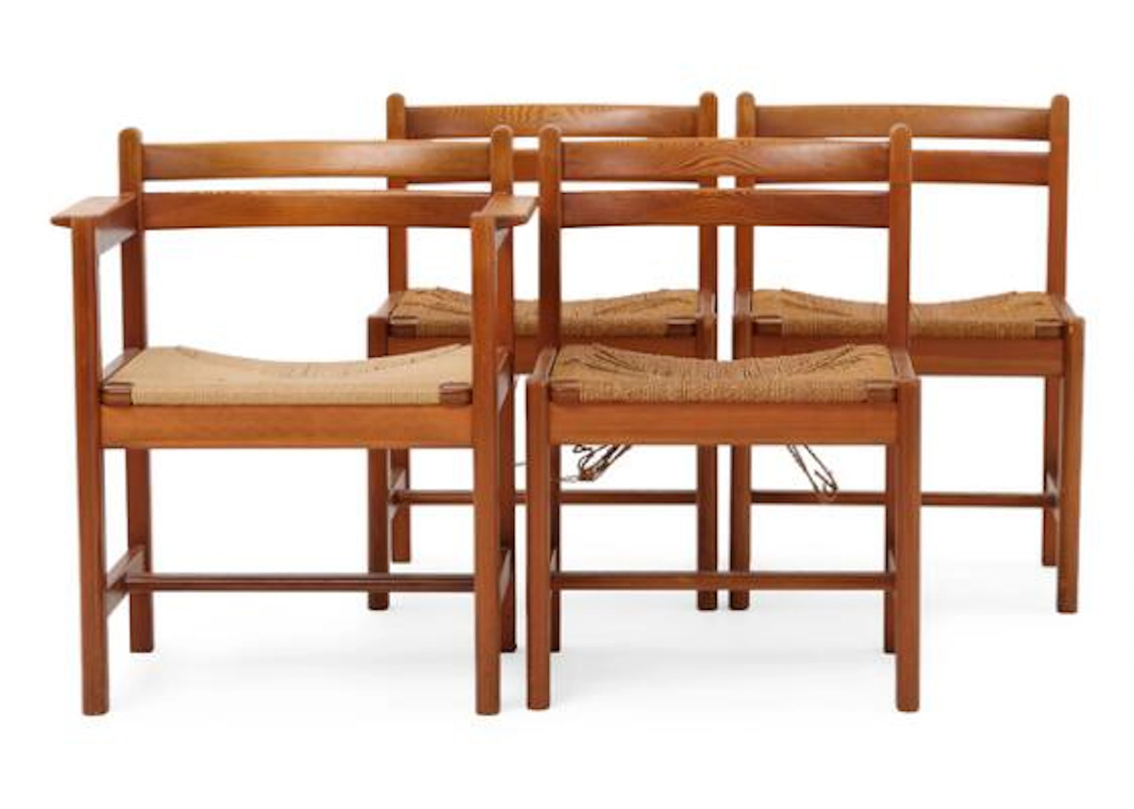 Børge Mogensen: "Asserbo". Set of four chairs in solid pine, including
