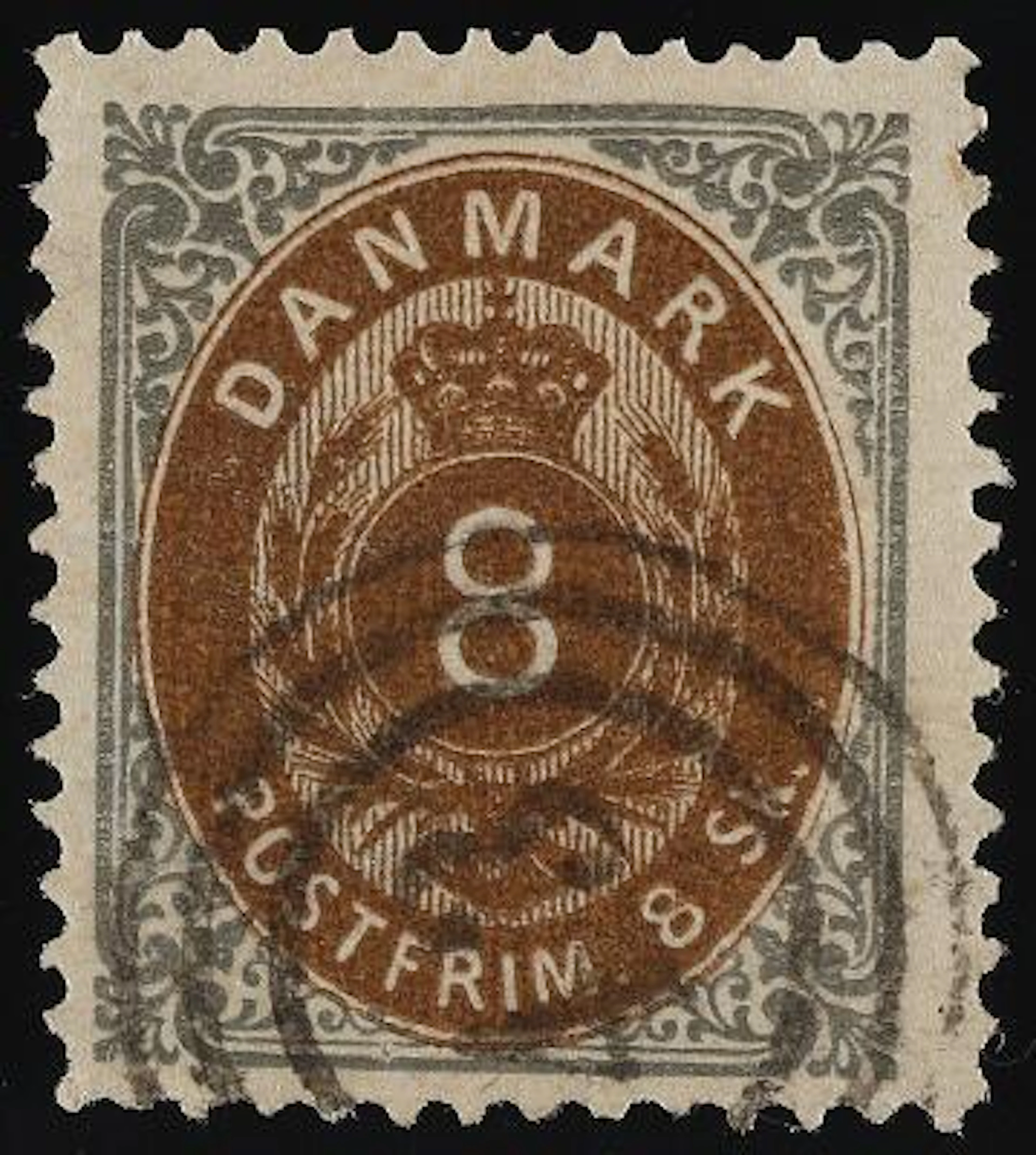 1870. 8 Skilling, grey/brown. INVERTED FRAME. Beautiful used stamp