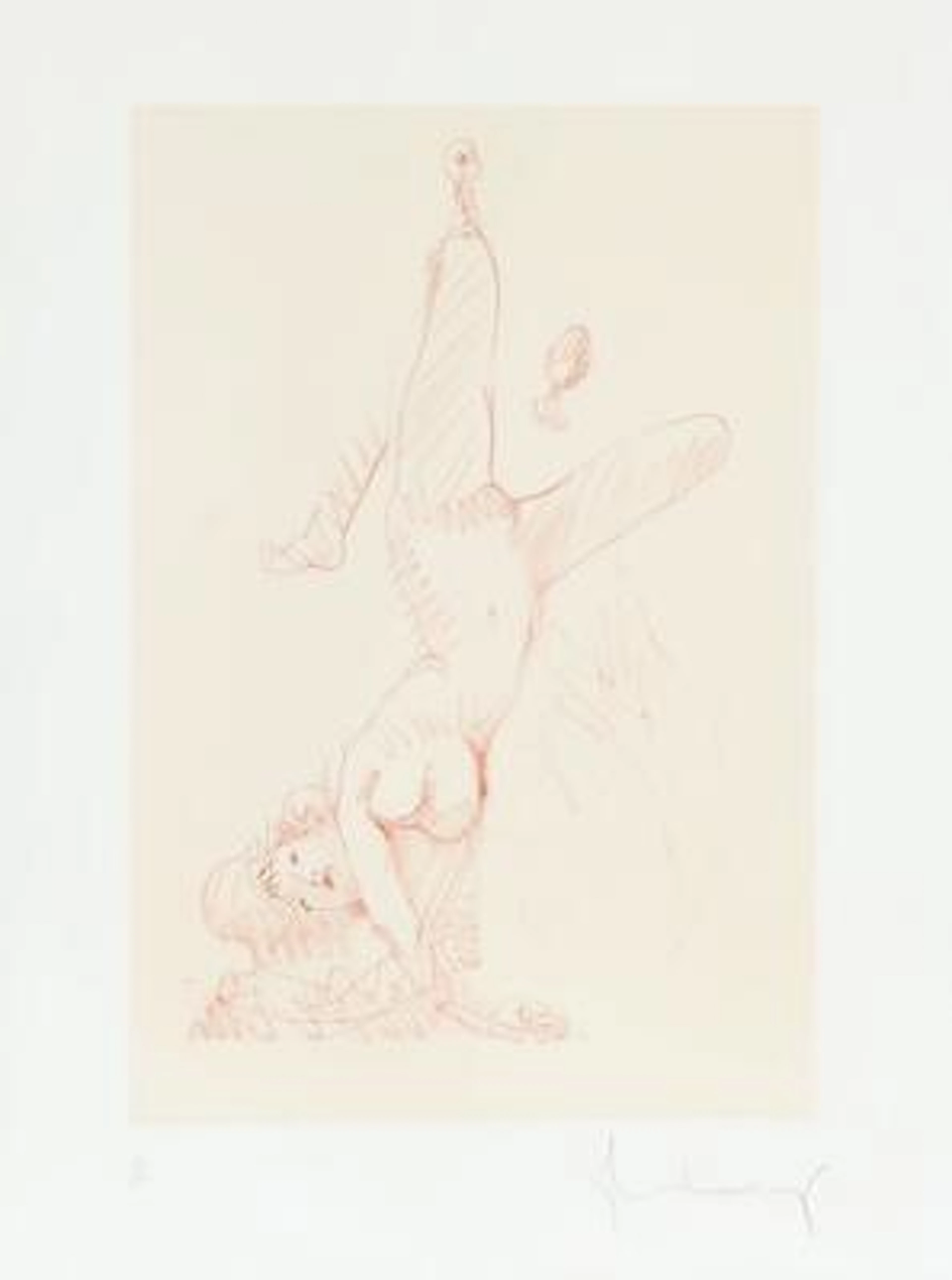Claes Oldenburg: "Woman Hanging in Imitation of the Soft Fan". Signed