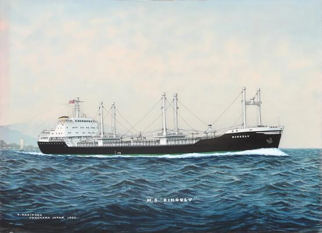 T. Hagiwara: “M.S. Ringulv”. Signed and dated T. Hagiwara, Yokohama