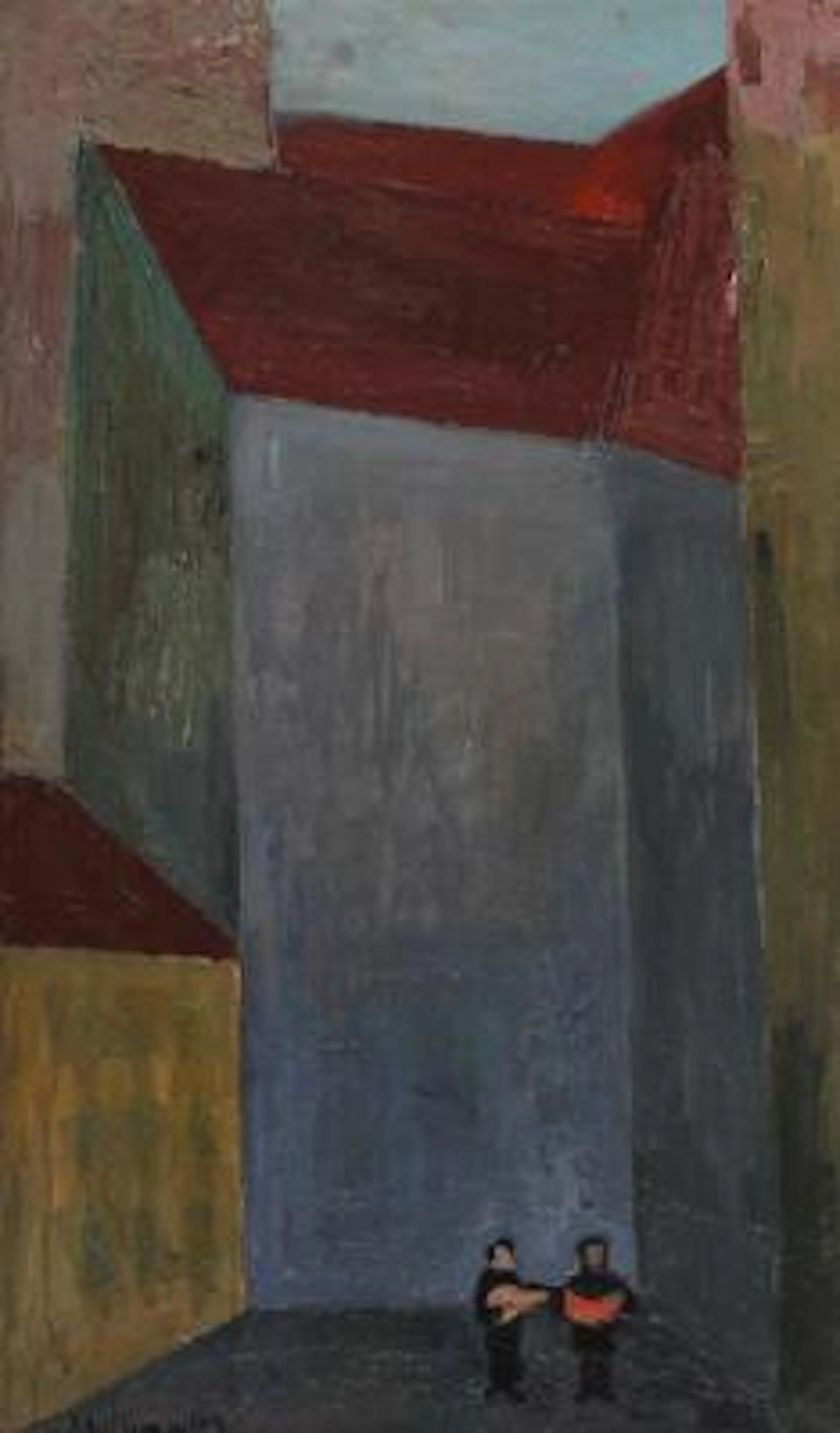 Herman Stilling: "Huse og spillemænds". Signed Stilling 49. Oil on