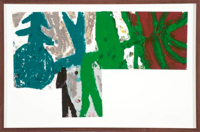 Tal R: Untitled. Signed T. R. 23. Oil, mixed media and collage on