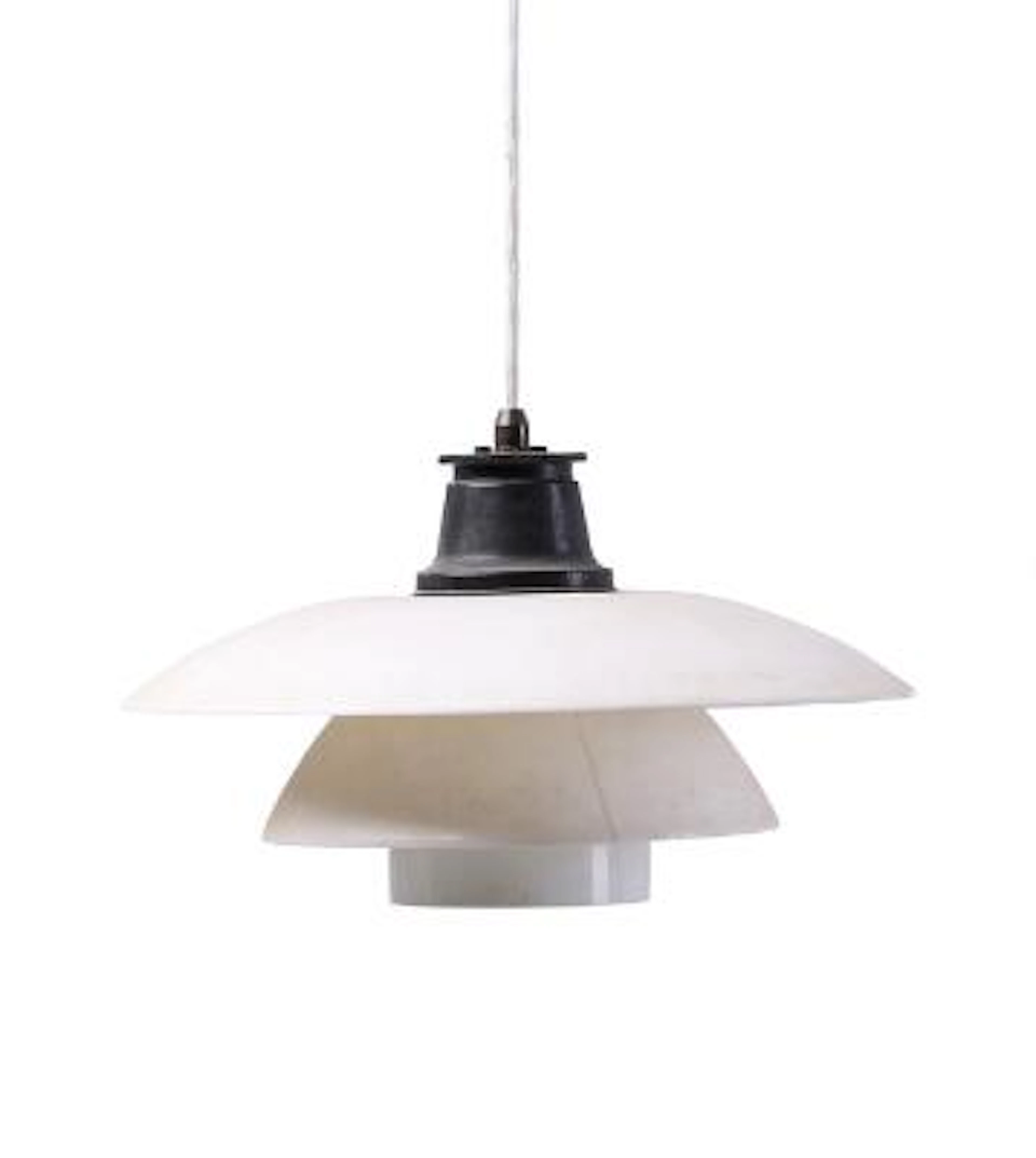 Poul Henningsen: "PH 4/4". Pendant with broad bakelite fitting. One