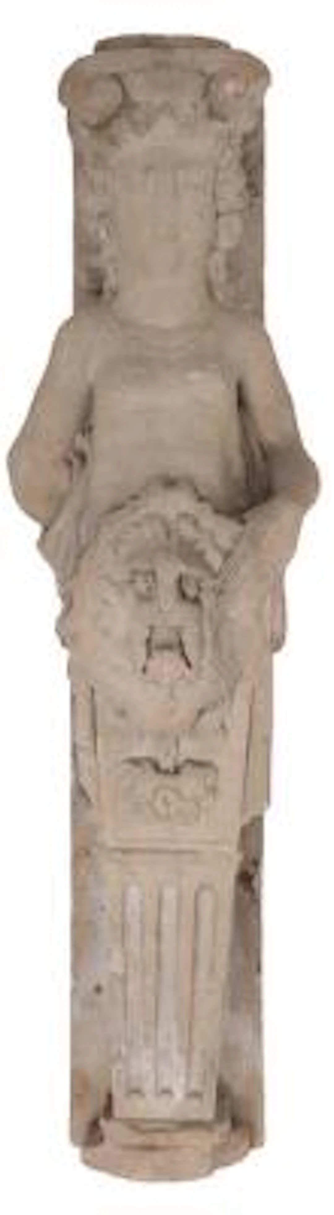Architectural fragment in sandstone in the form of a caryatid with