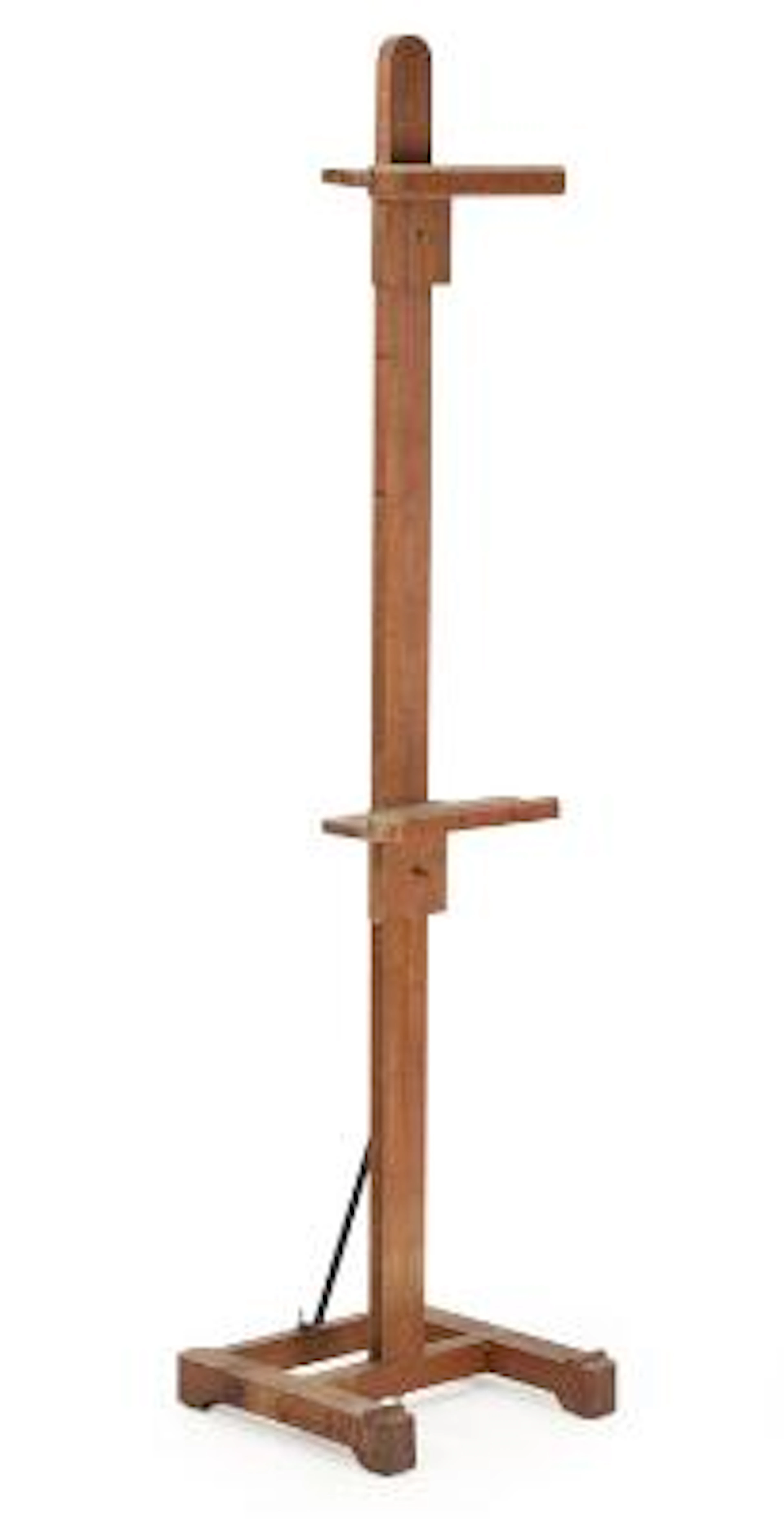 An oakwood easel with adjustable height. 20th century. H. 181 cm.