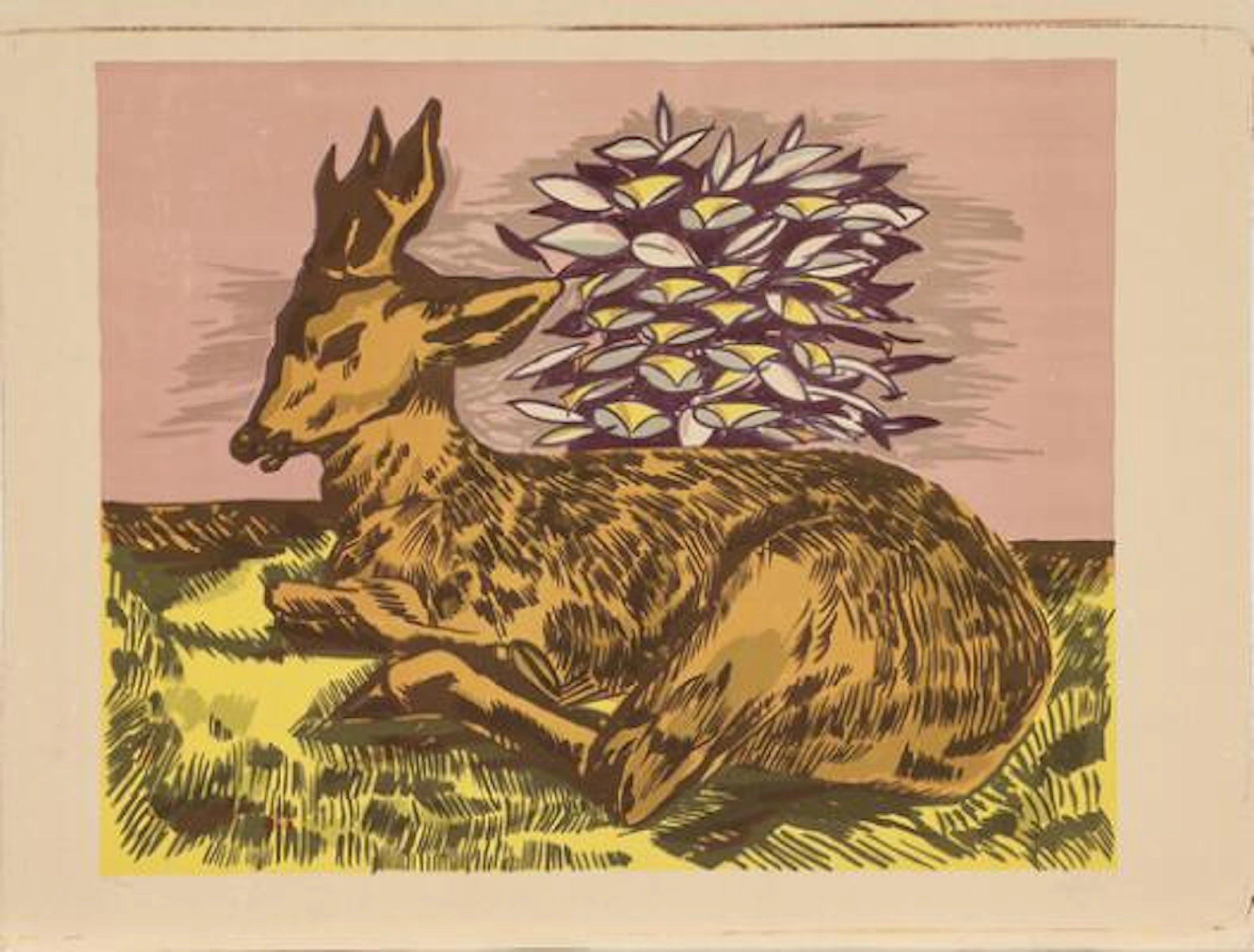 Axel Salto: Deer. Signed Salto, 399/427. Lithograph in colours on