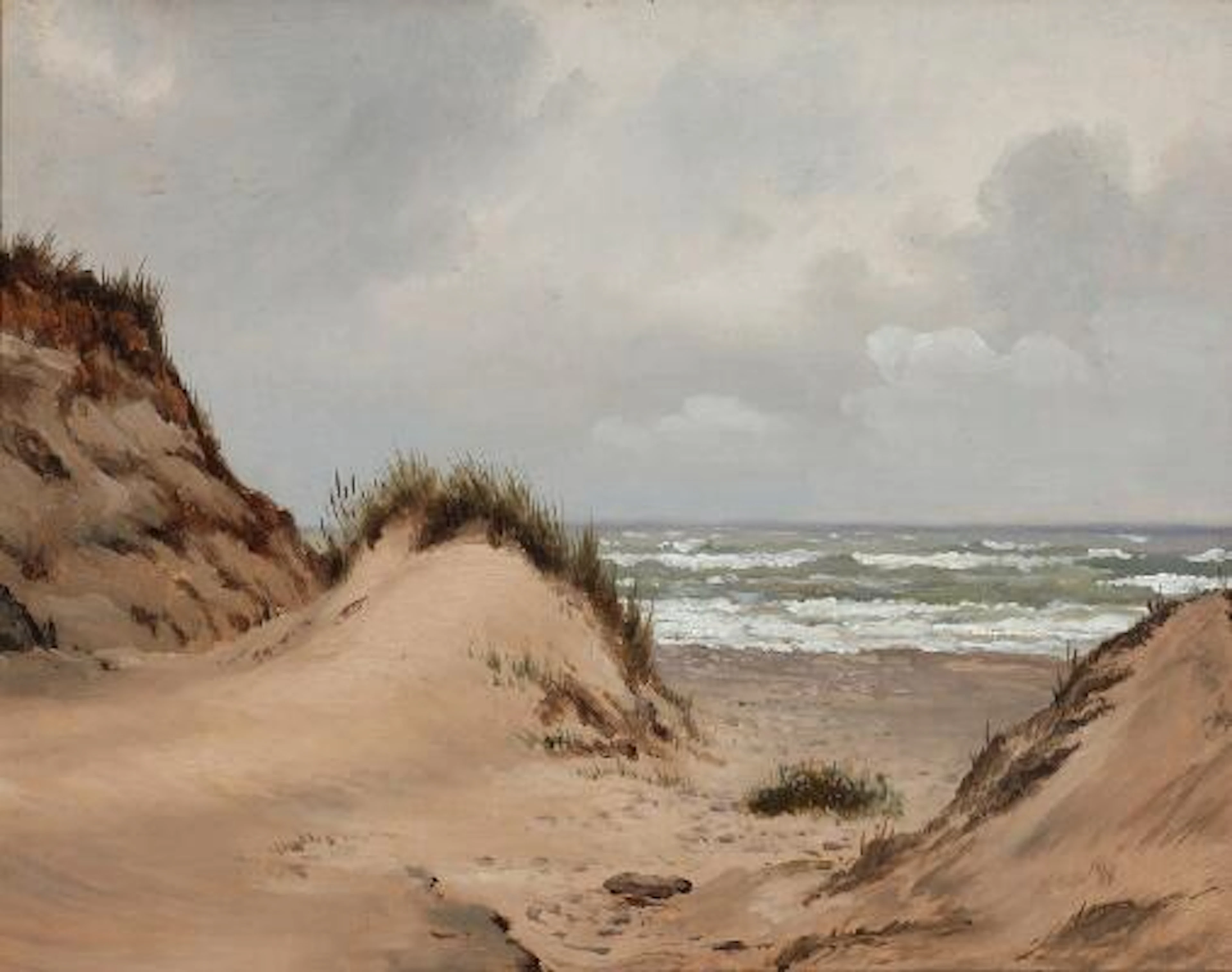Peter Raadsig: A beach in Skagen. Signed P. Raadsig. Oil on paper.