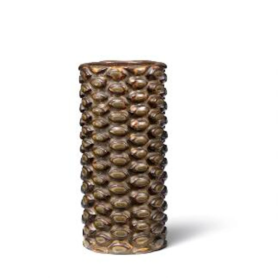 Axel Salto: A cylindrical stoneware vase modelled in budded style.