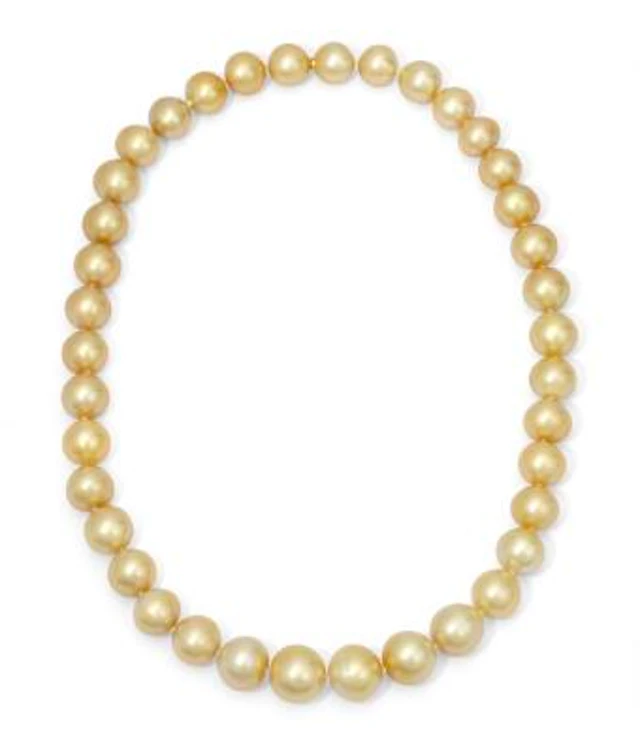 A pearl necklace set with South Sea cultured pearls with an integrated