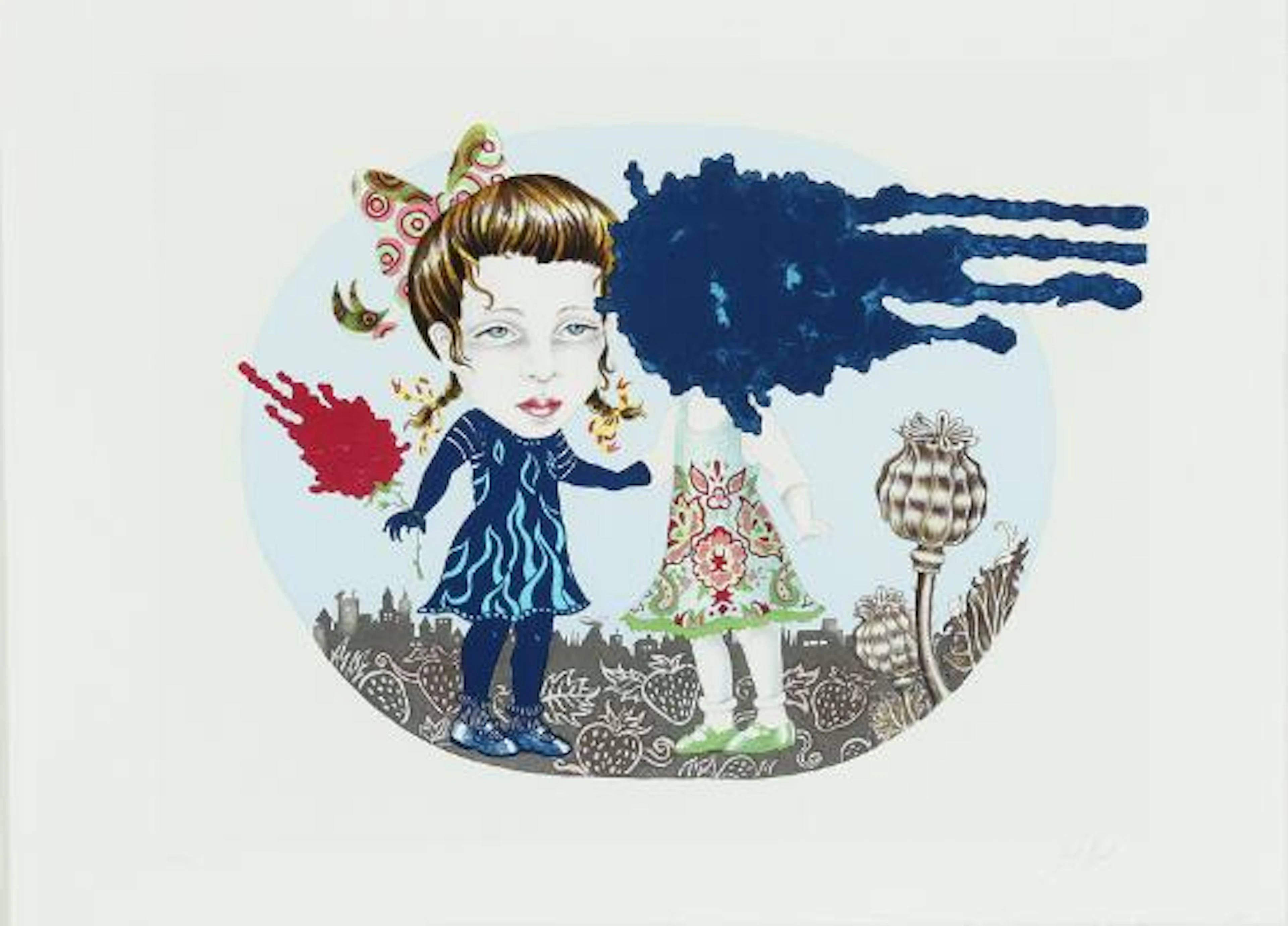 Julie Nord: "Strawberry field". Signed Julie Nord, 62/140. Lithograph