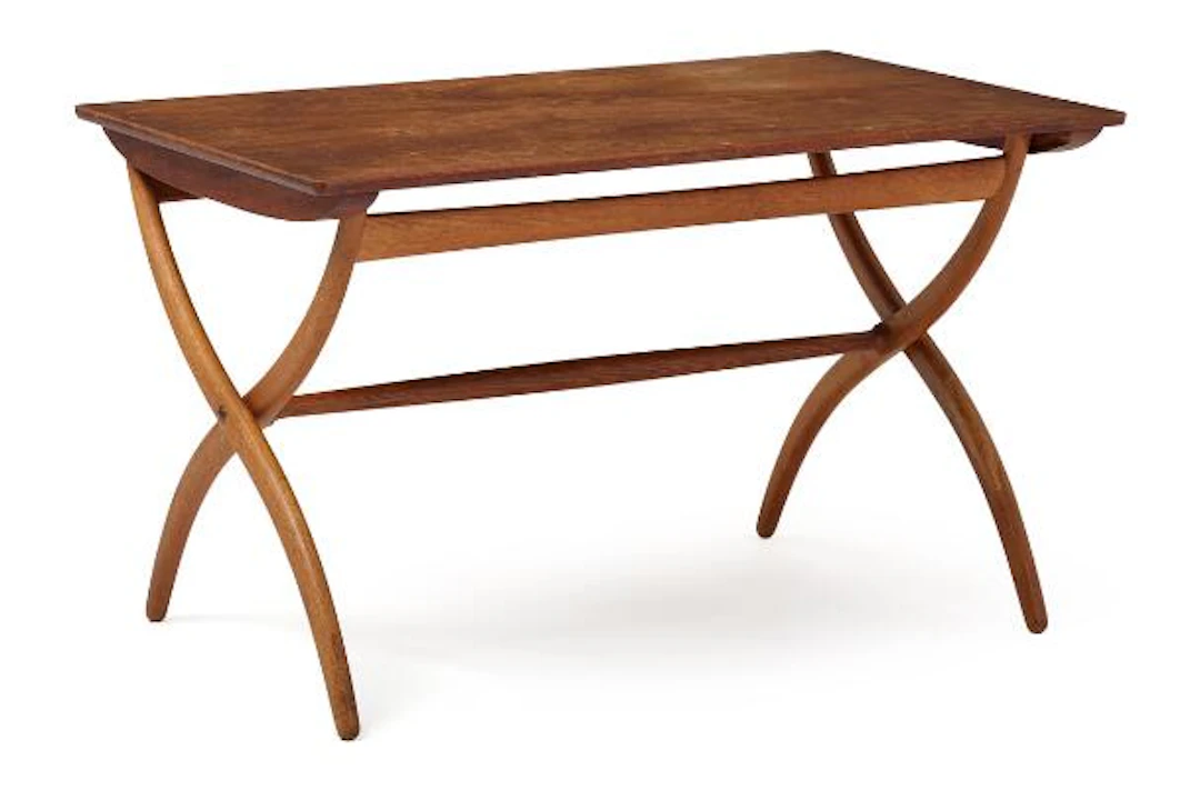 Ole Wanscher: Rectangular coffee table with solid teak top and foldable