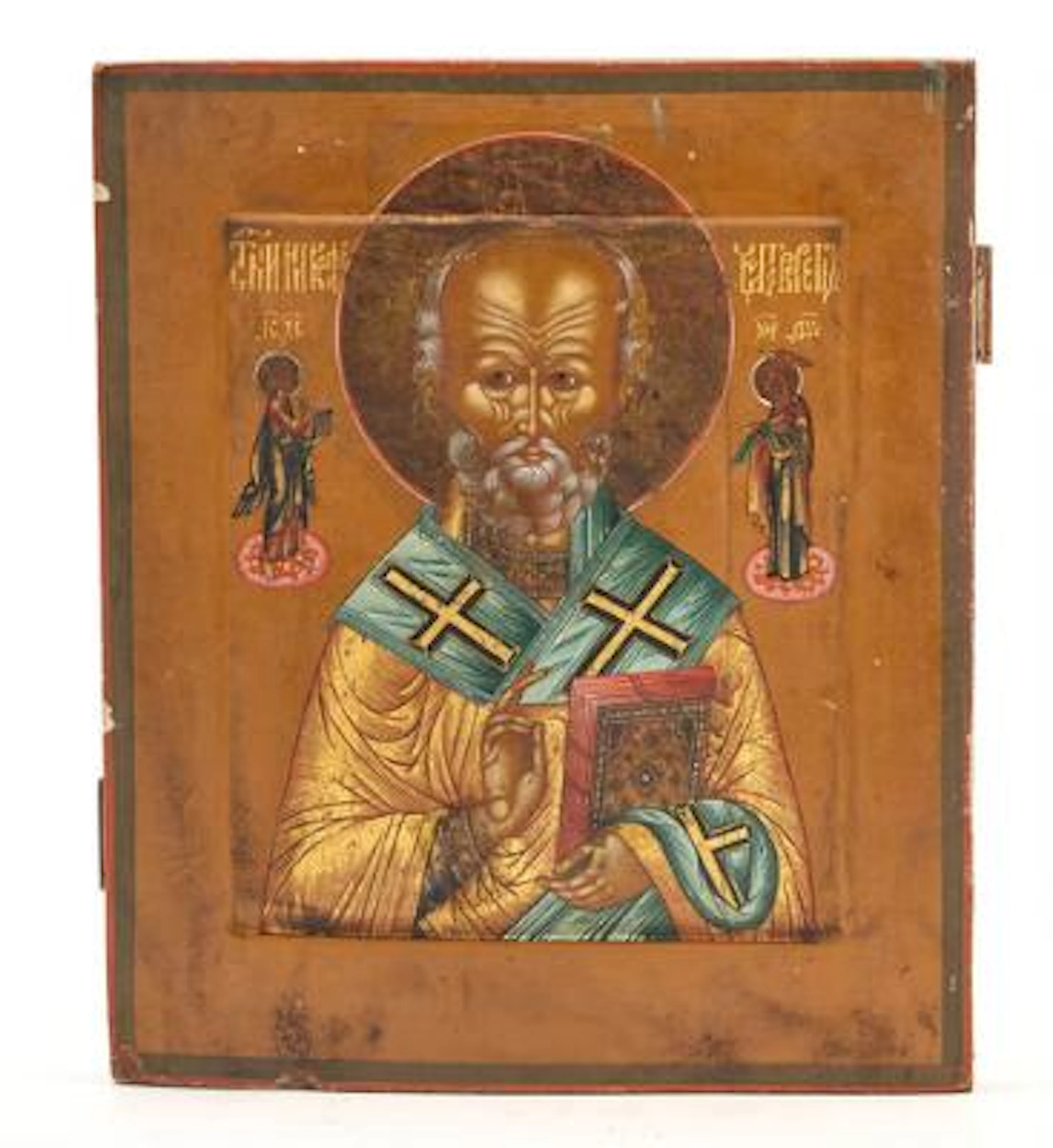 Russian icon depicting St. Nicholas. Tempera on wooden panel. 19th