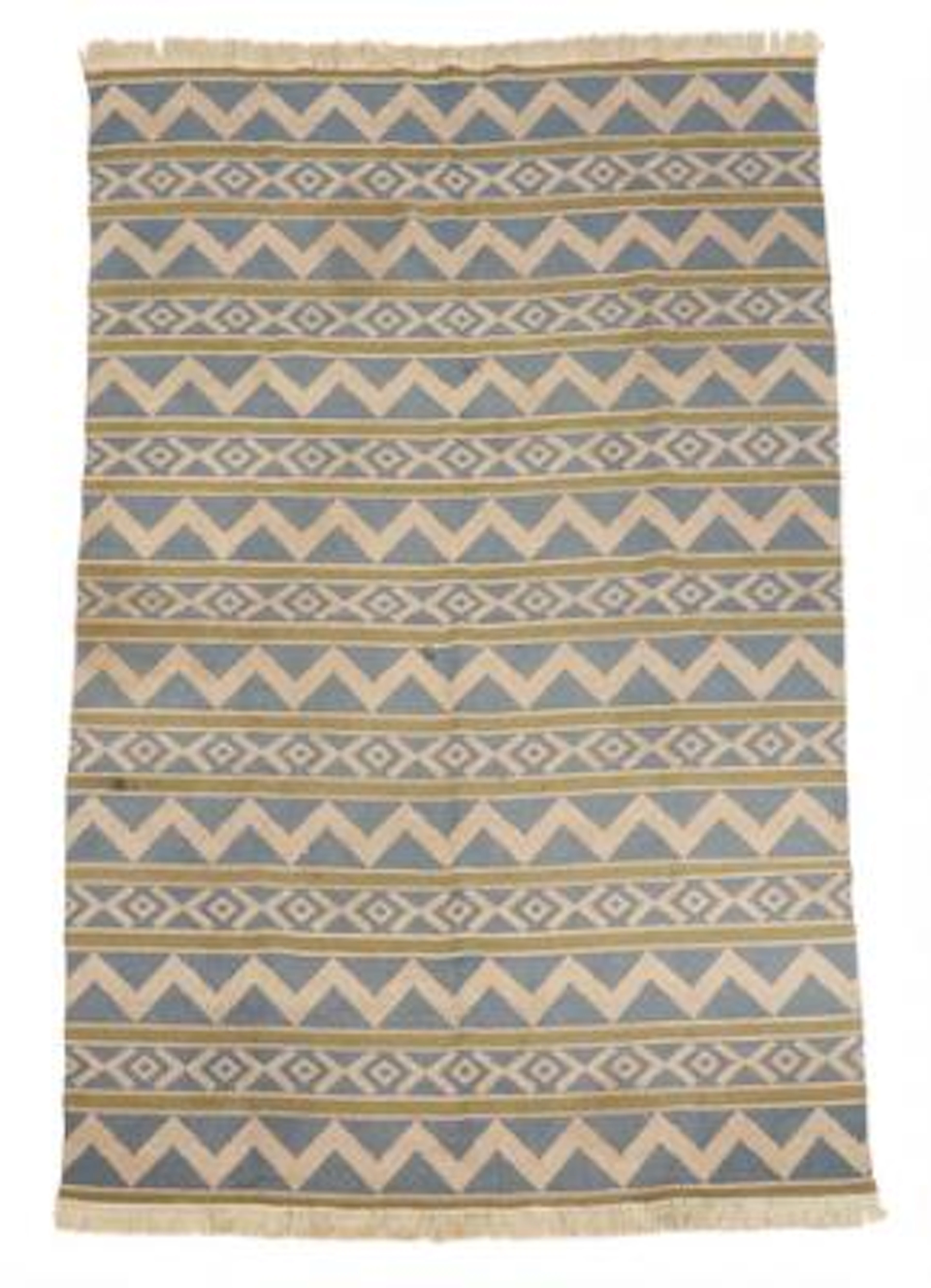 Swedish modern: Hand-woven wool rug in rölakan technique, geometric
