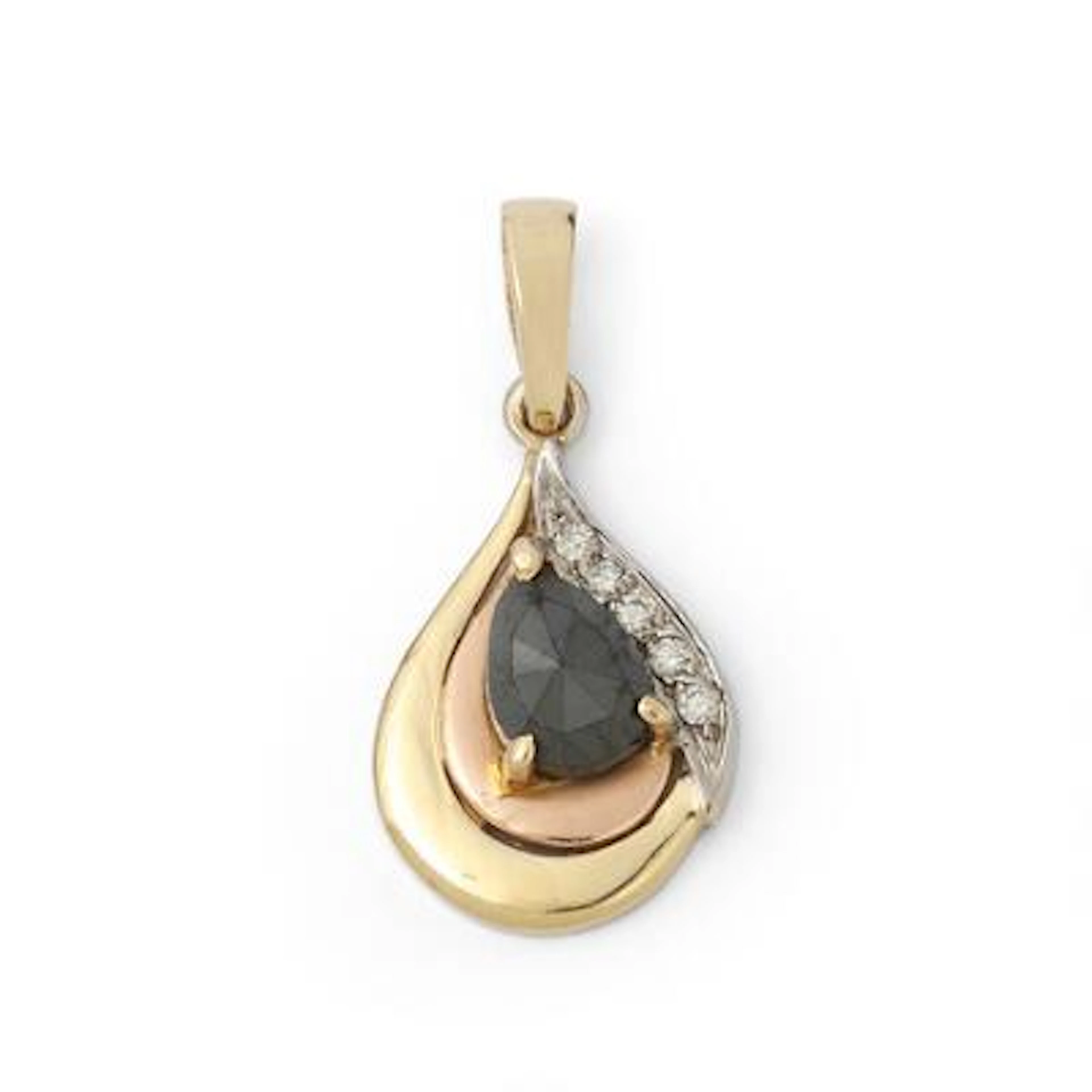 A diamond pendant set with a black diamond and numerous diamonds
