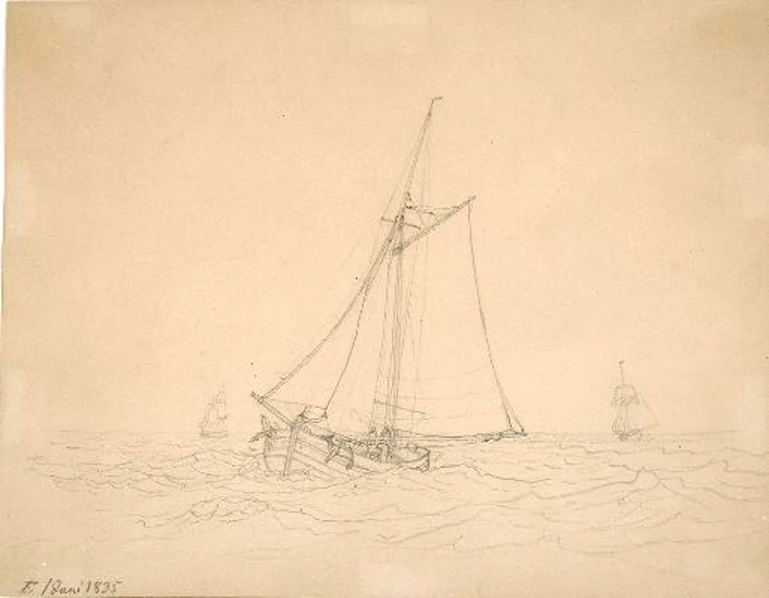 C. W. Eckersberg: Three ships under sail. Signed and dated E 1 Juni
