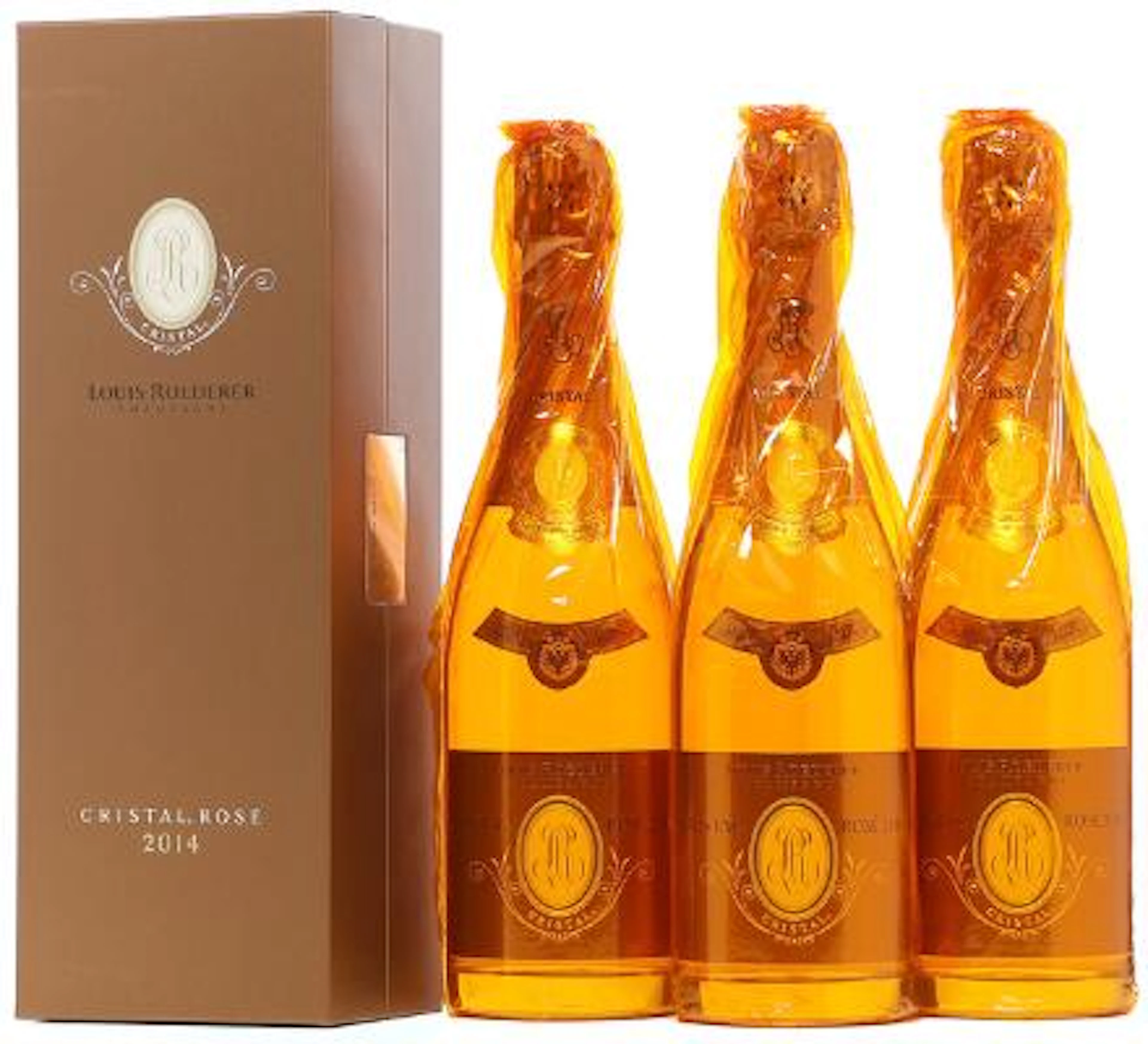 3 bts. Champagne "Cristal" Rosé, Louis Roederer 2014 A (hf/in). Oc.