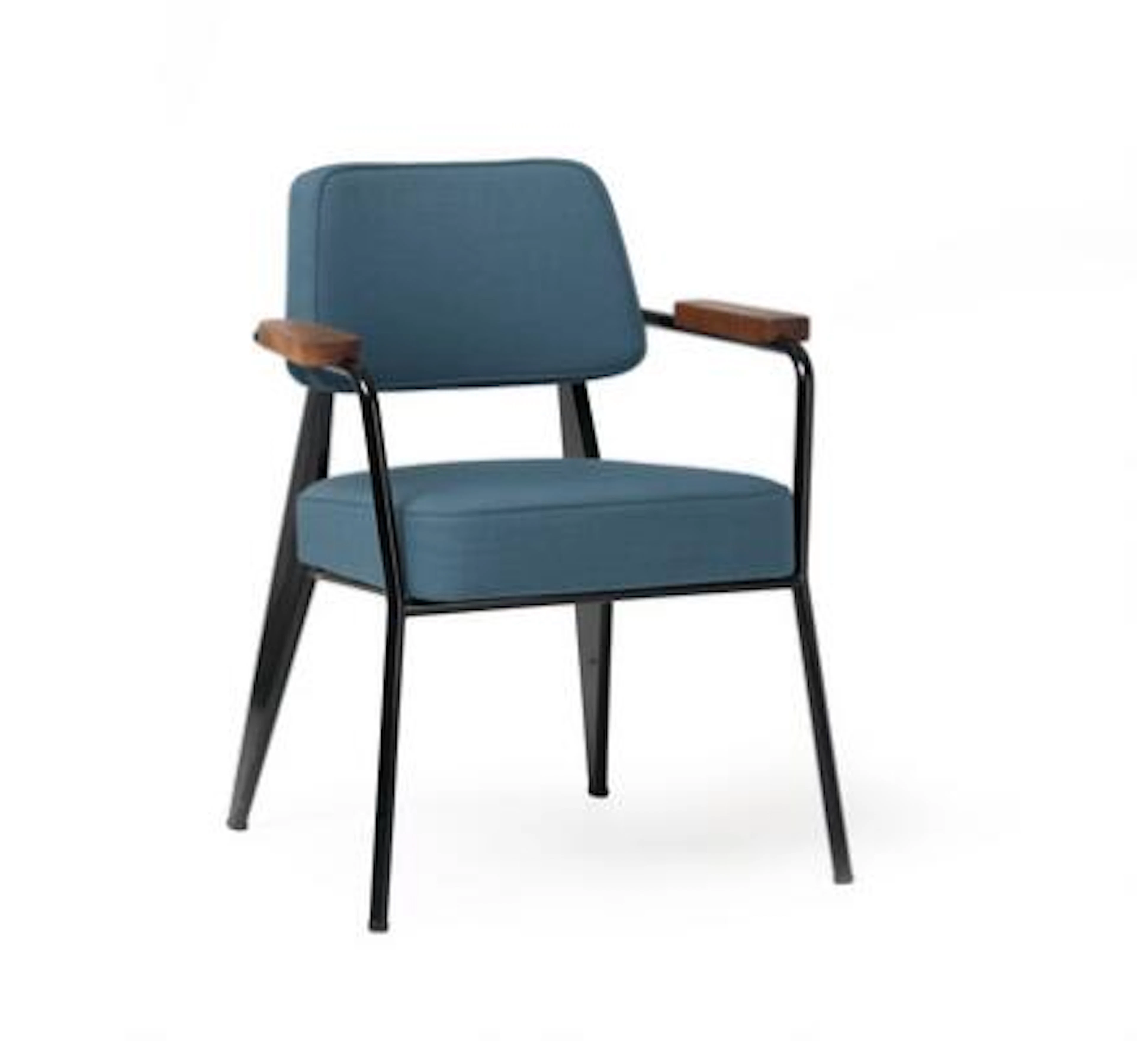 Jean Prouvé: "Fauteuil Direction". Armchair with blacklaqured metal