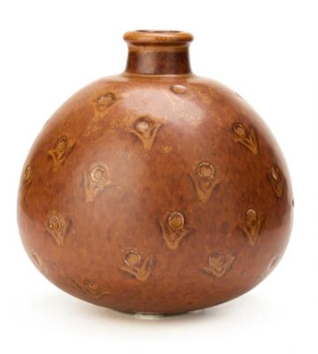 Eva Stæhr-Nielsen: A round stoneware vase with embossed relief decoration