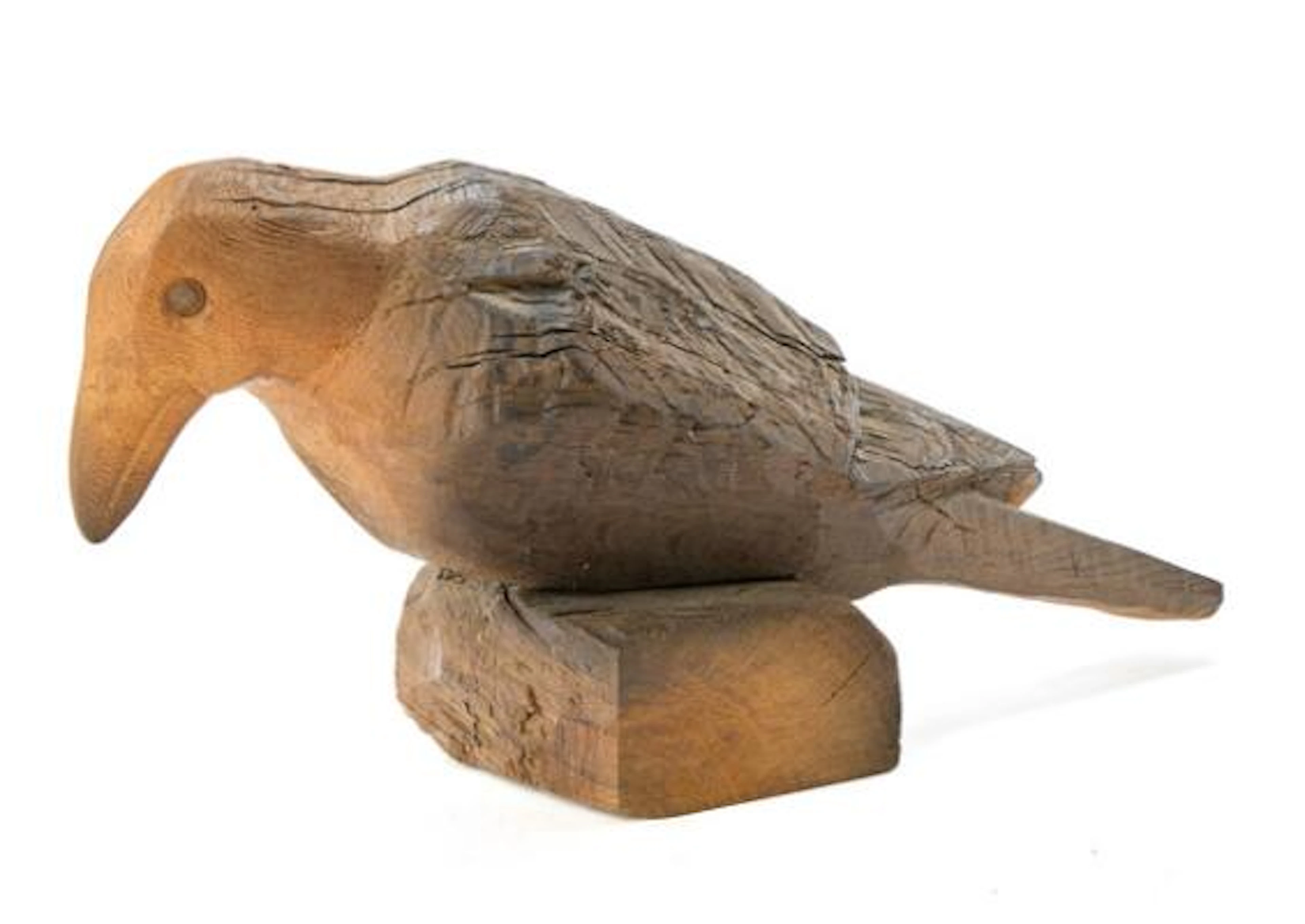 Erik Heide: Large sparrow. Signed E. Heide 1976. Carved bog oak. H.